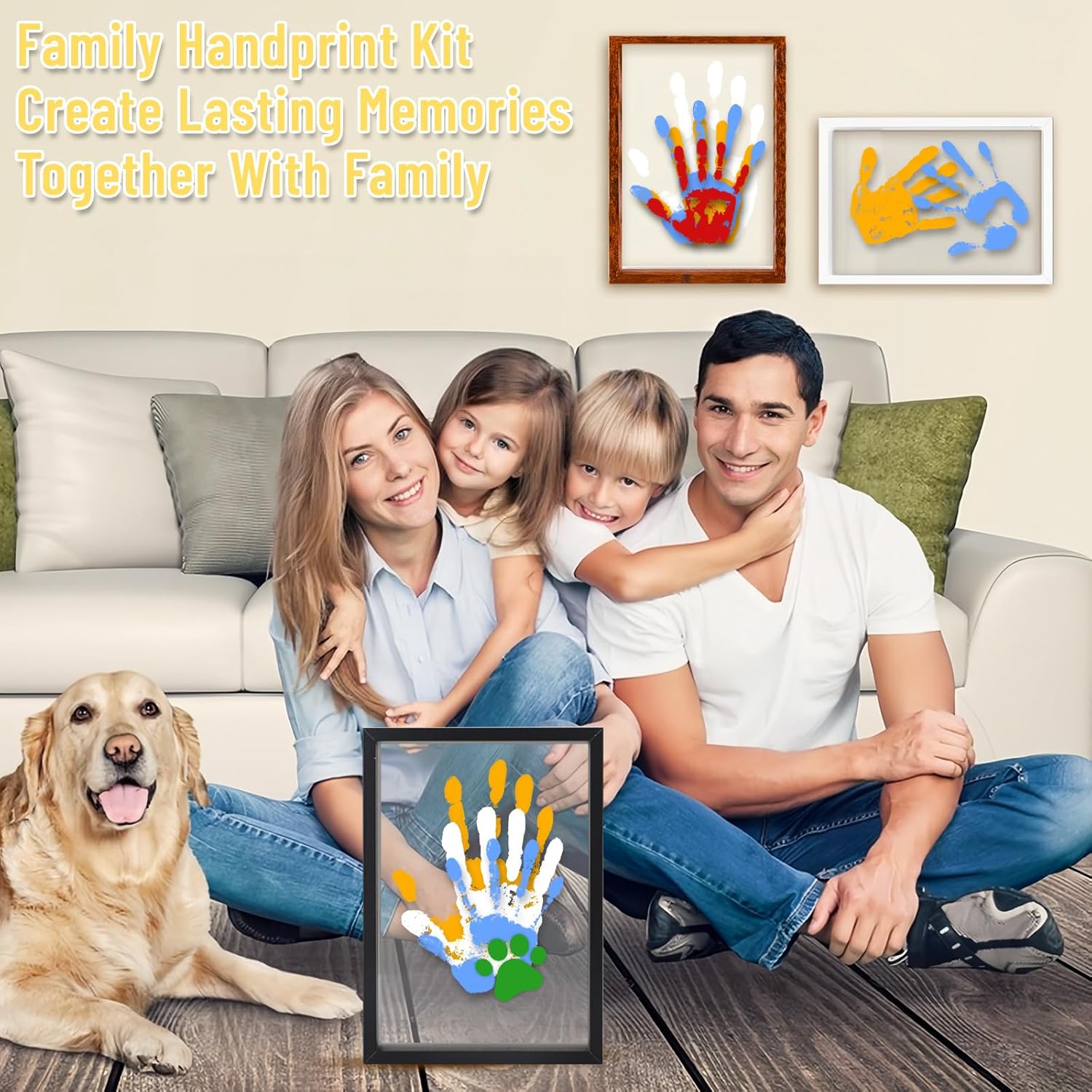 Family Handprint Kit - 6 Colors DIY Keepsake Frame