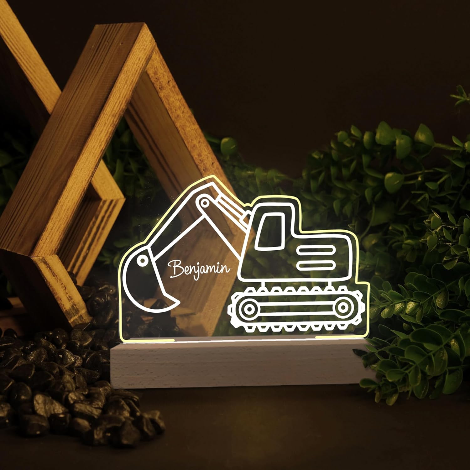 Custom Excavator LED Acrylic Plaque Night Light
