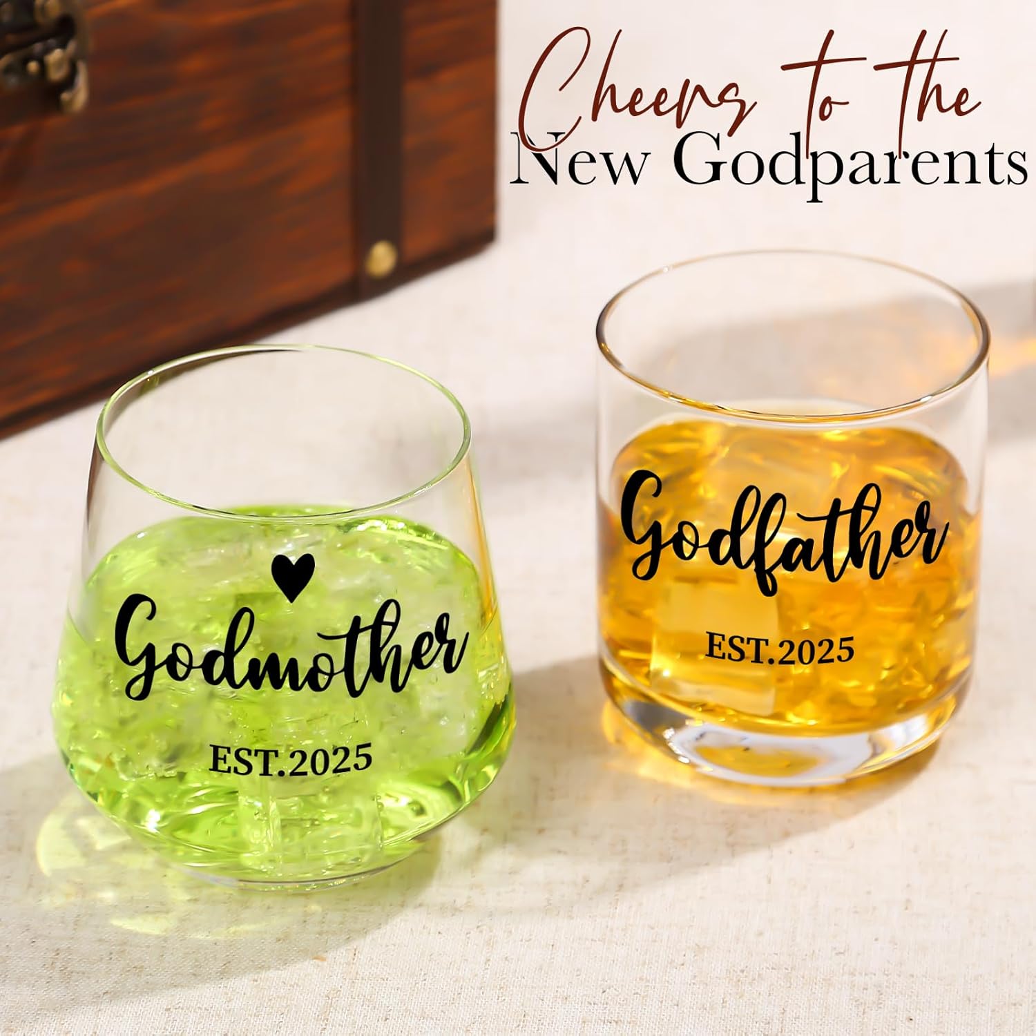 Physkoa Godparents Proposal Glass Set 4 Piece