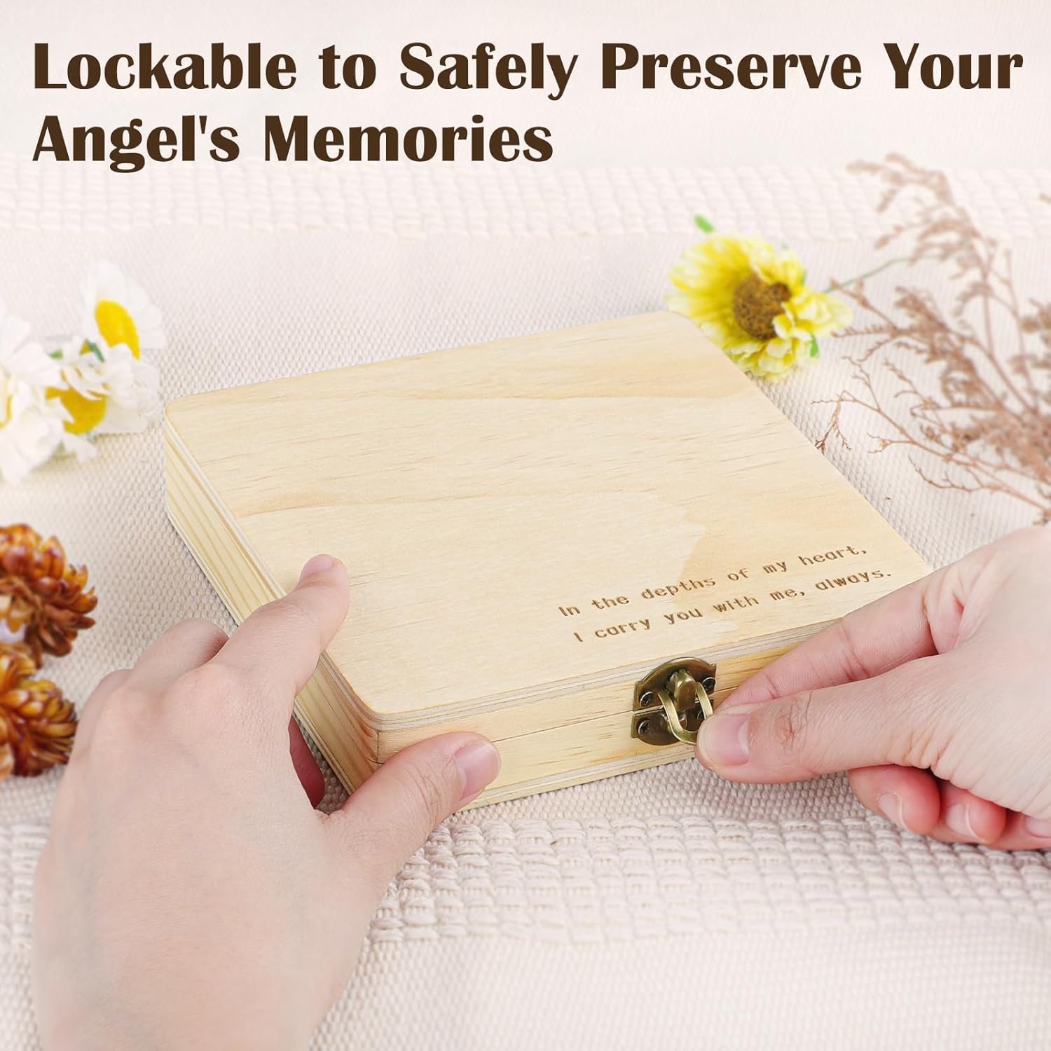 Ceiner Wooden Angel Baby Keepsake Box with Storage