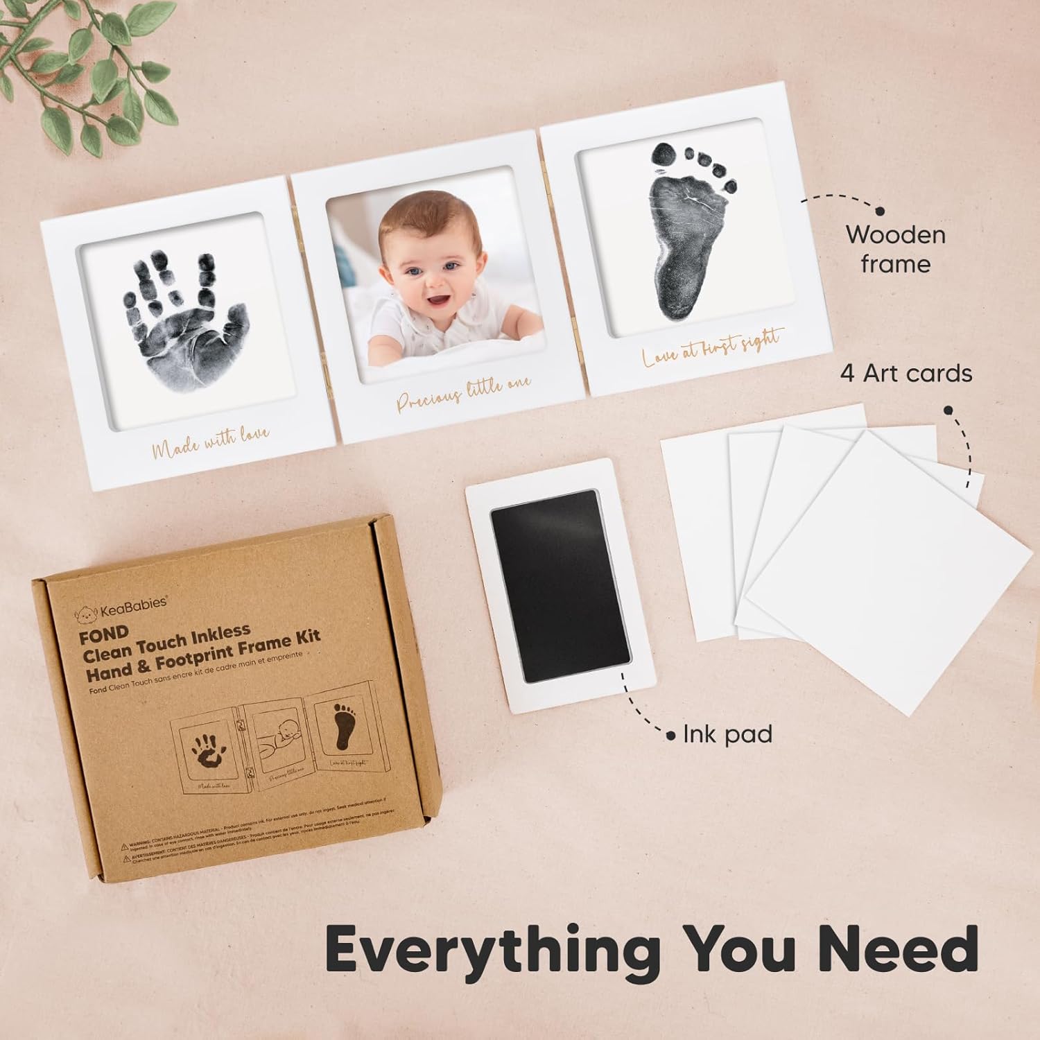 KeaBabies 4-Pack Inkless Hand Footprint Kit for Newborn