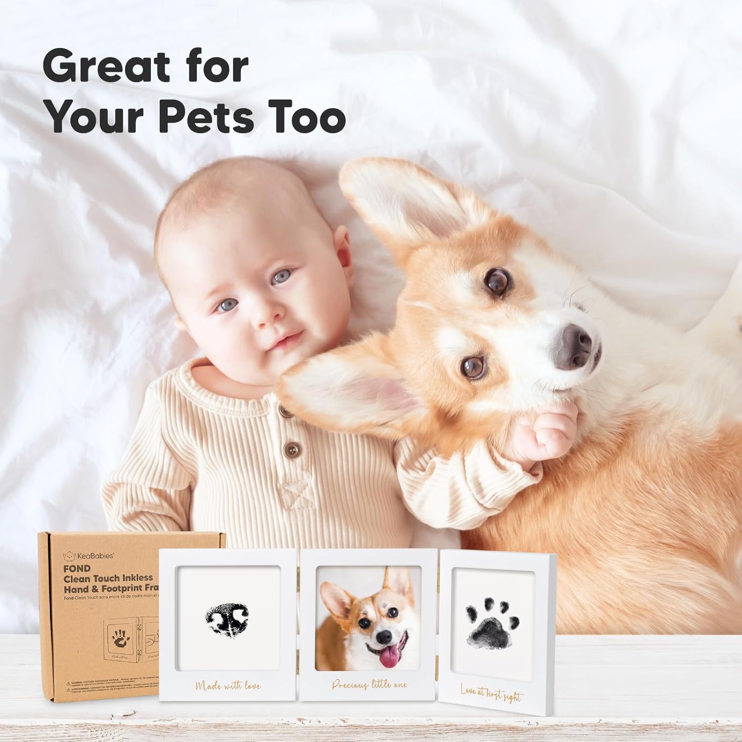 KeaBabies 4-Pack Inkless Hand Footprint Kit for Newborn