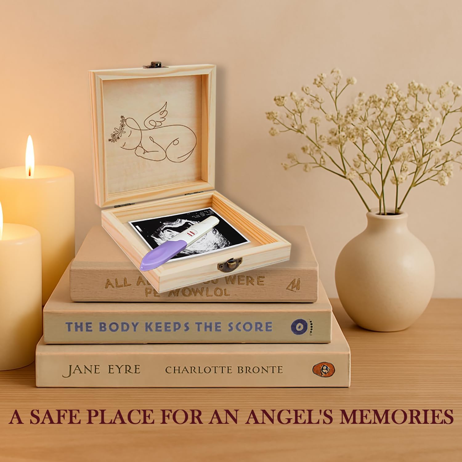 BeeGreeny Miscarriage Memory Box - Wooden Keepsake for Baby Loss