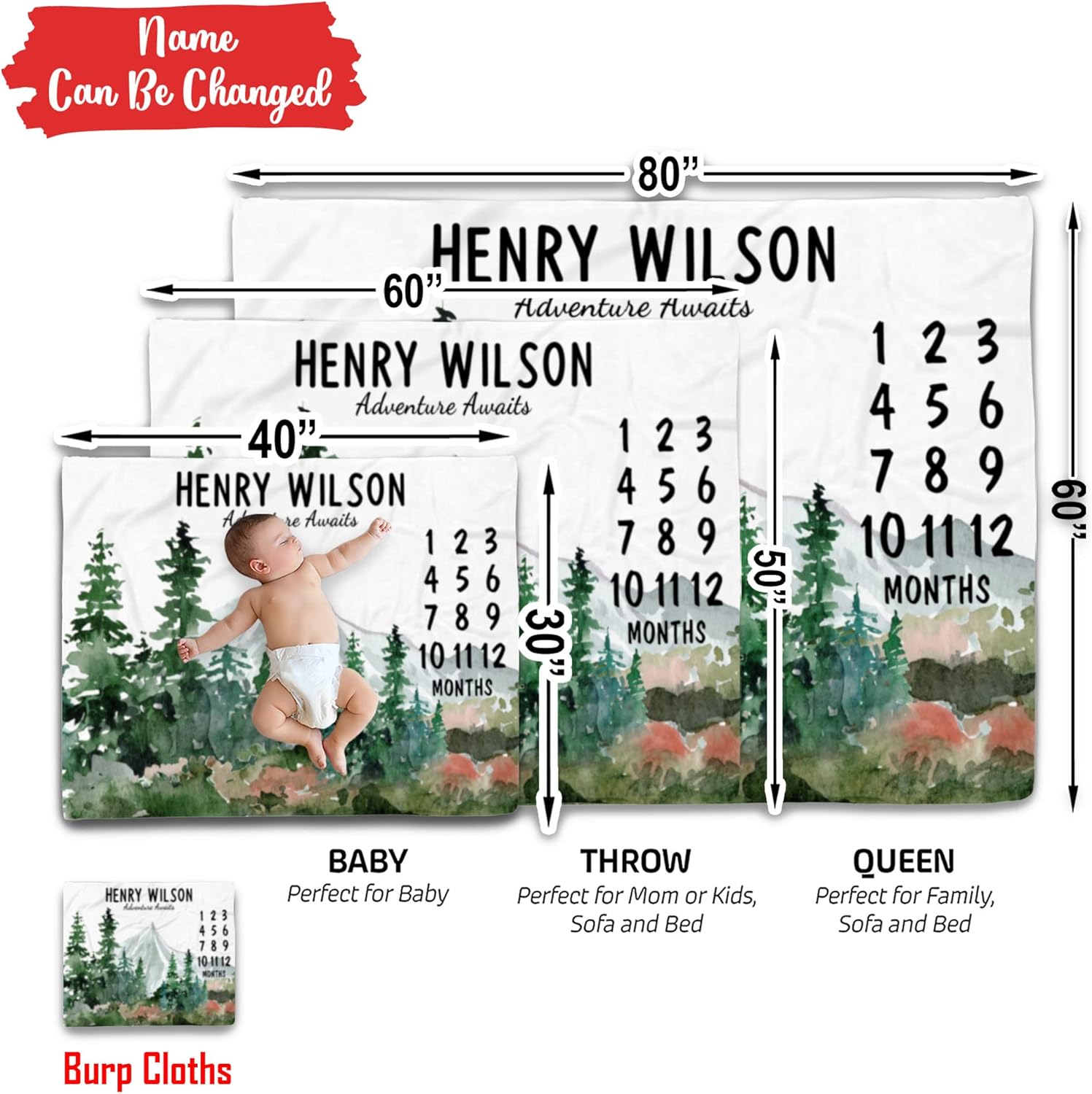 Personalized Forest Baby Blanket with Custom Name
