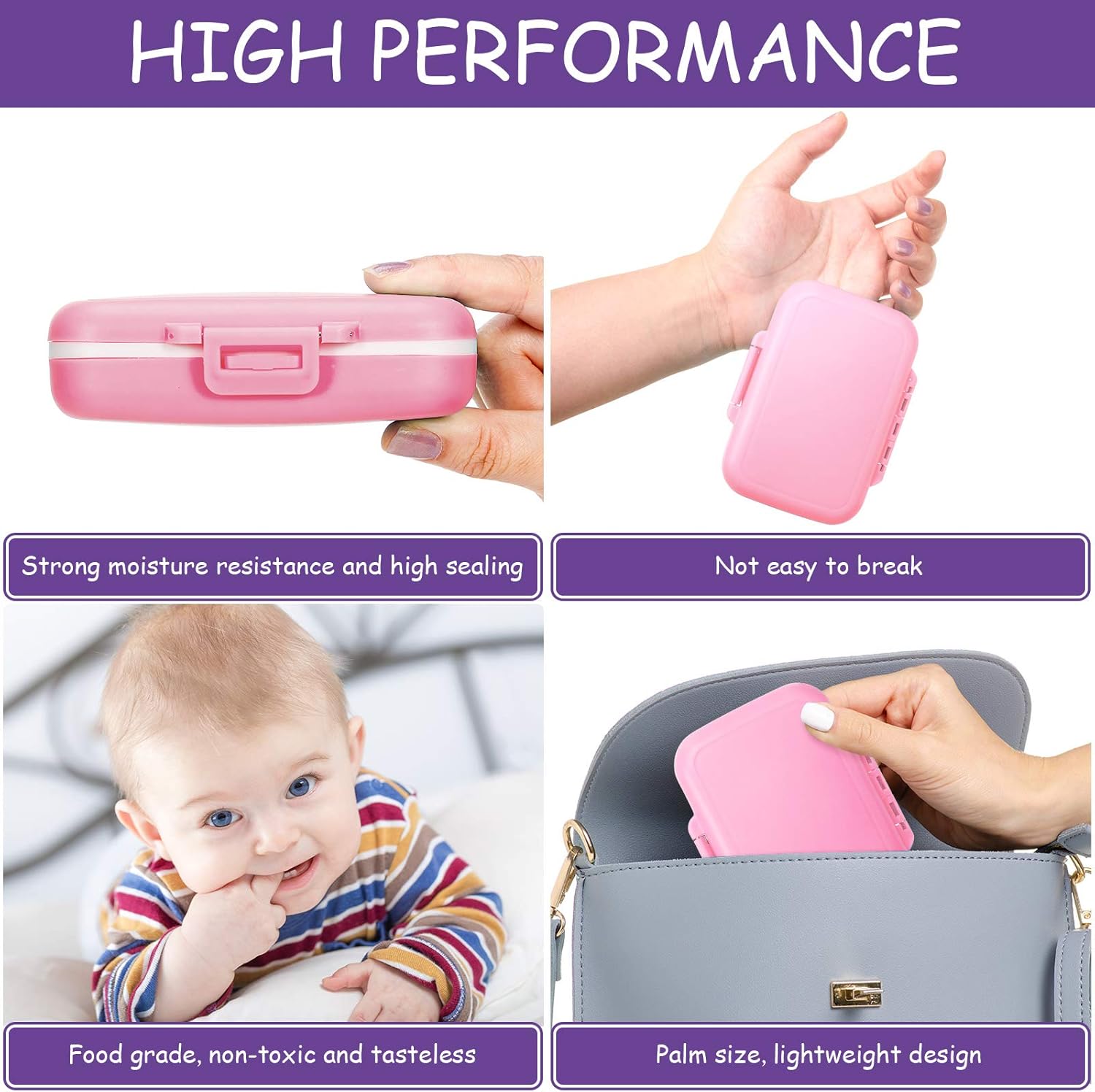 Jetec Baby Teeth Keepsake Box with Tweezer and Hair Container - Purple-Pink