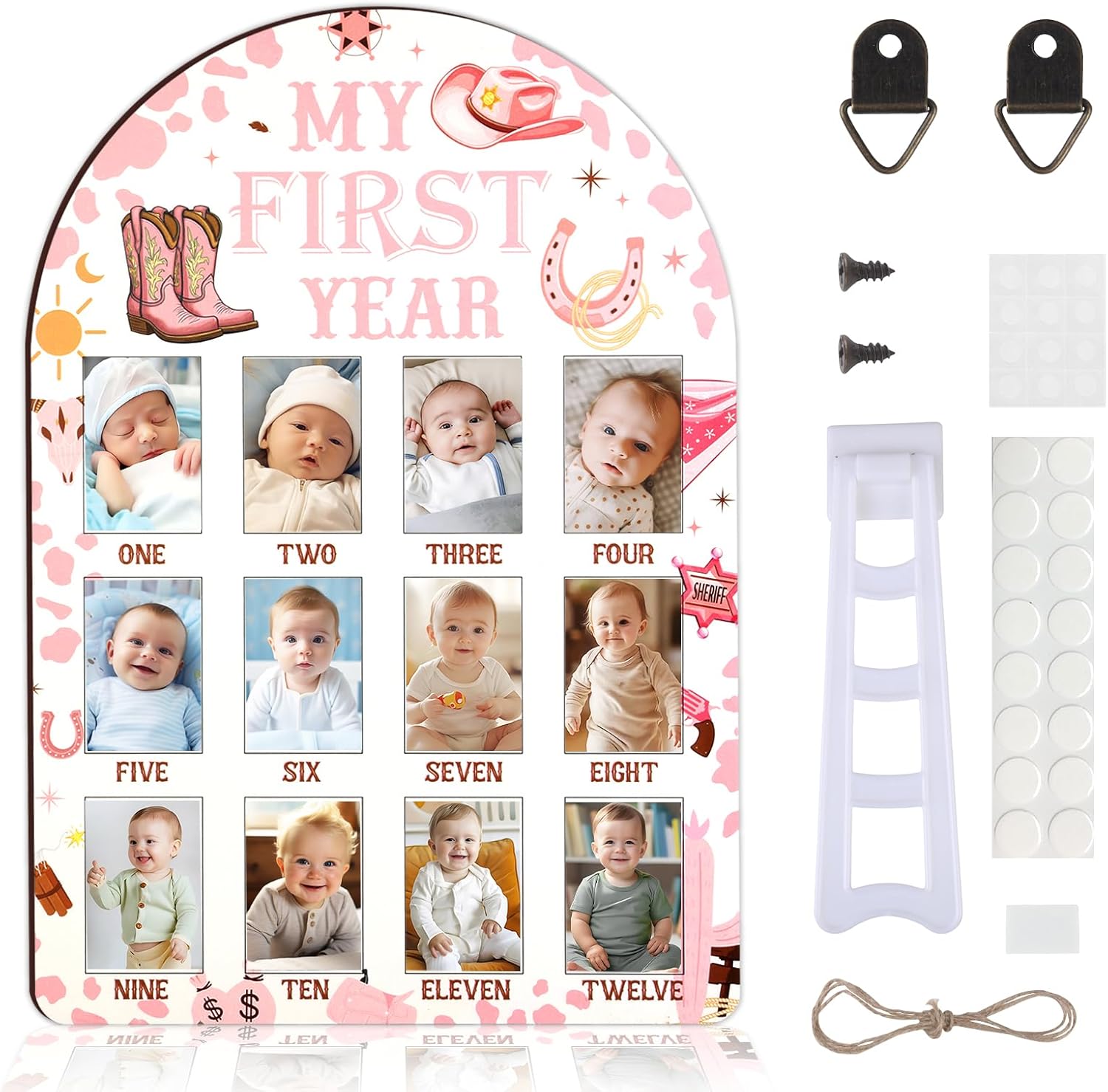 Western Cowgirl First Year Photo Frame Pink 1