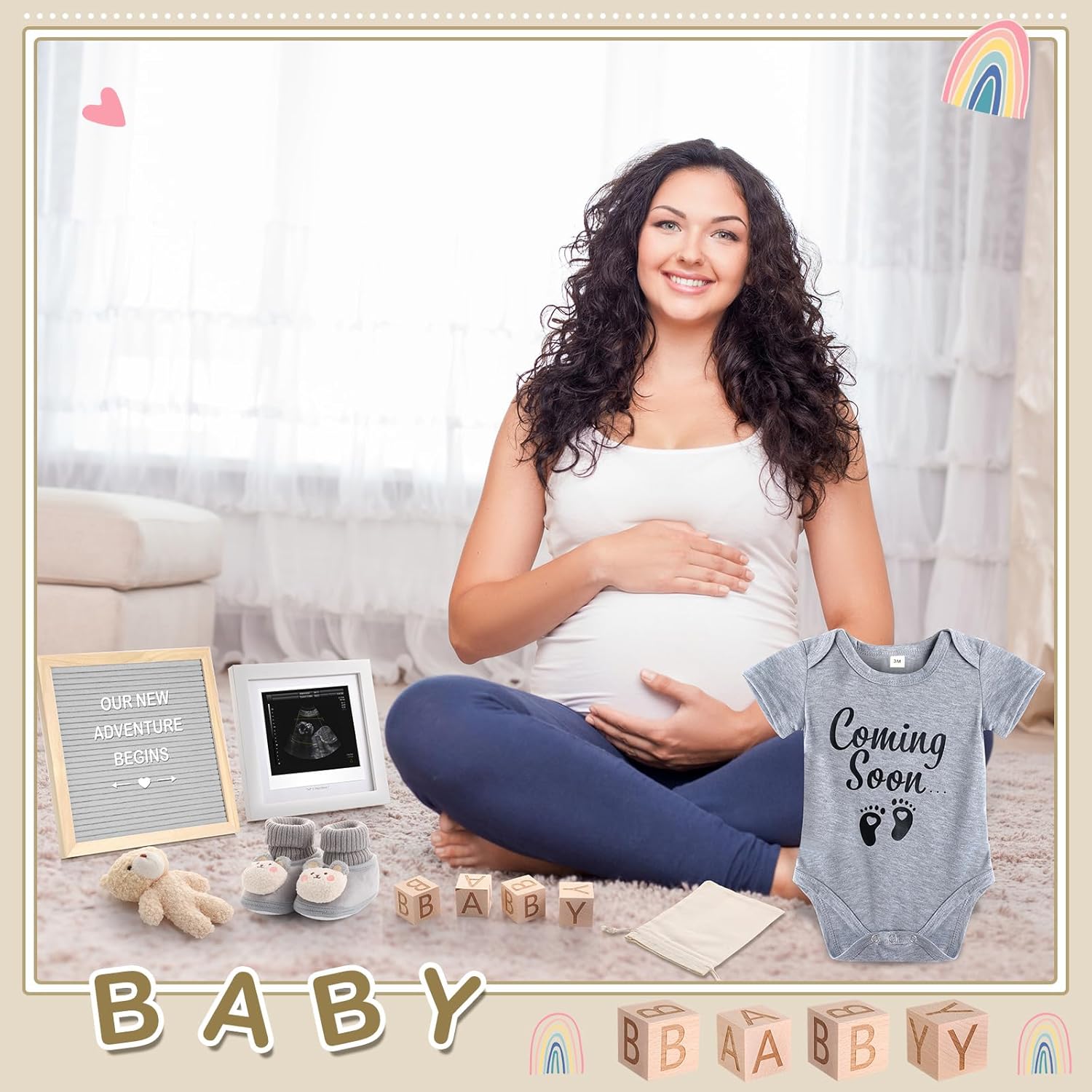 Canlierr 9 Pcs Pregnancy Announcement Set Gray