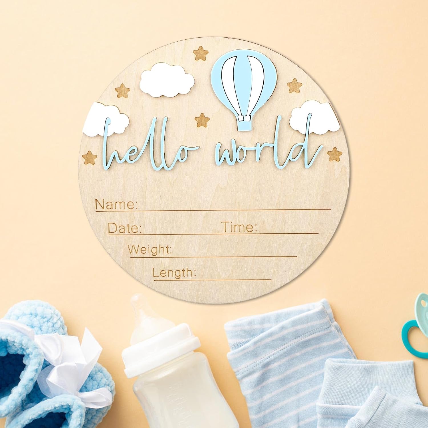 Gosknor Wooden Baby Welcome Sign with Pen