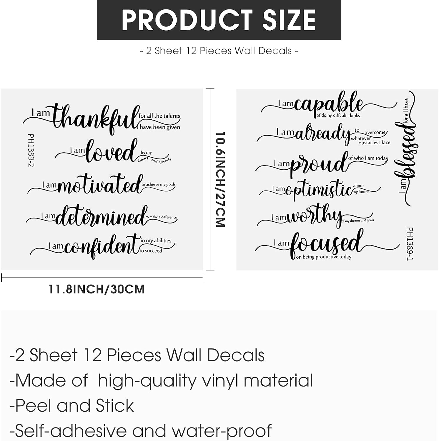 Epakh 2 Sheet Positive Inspirational Wall Decals