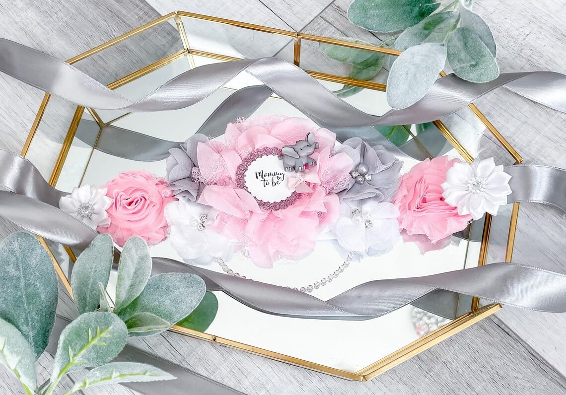 Pink Elephant Mom to Be Maternity Sash