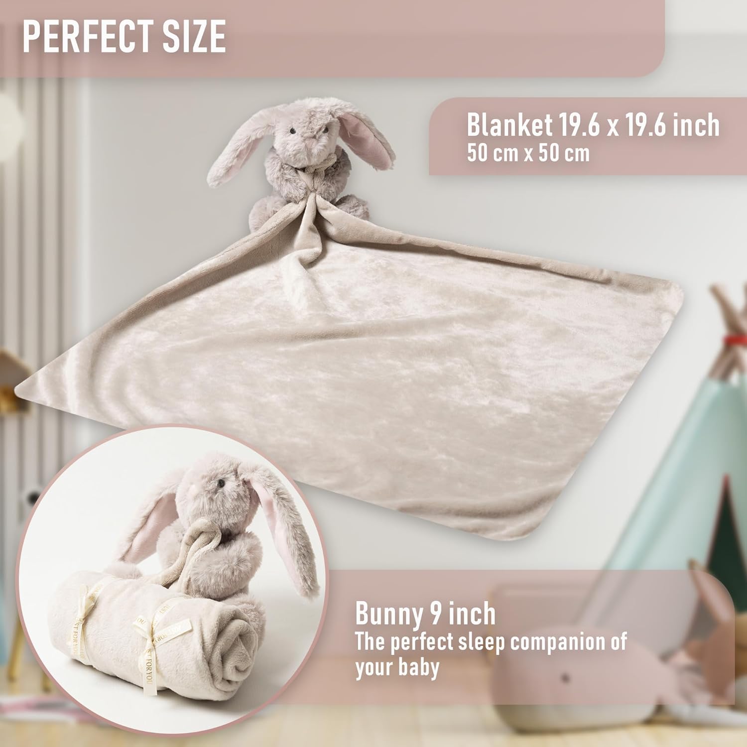 Baby Bunny Lovey Super Soft Security Blanket 196 Inches