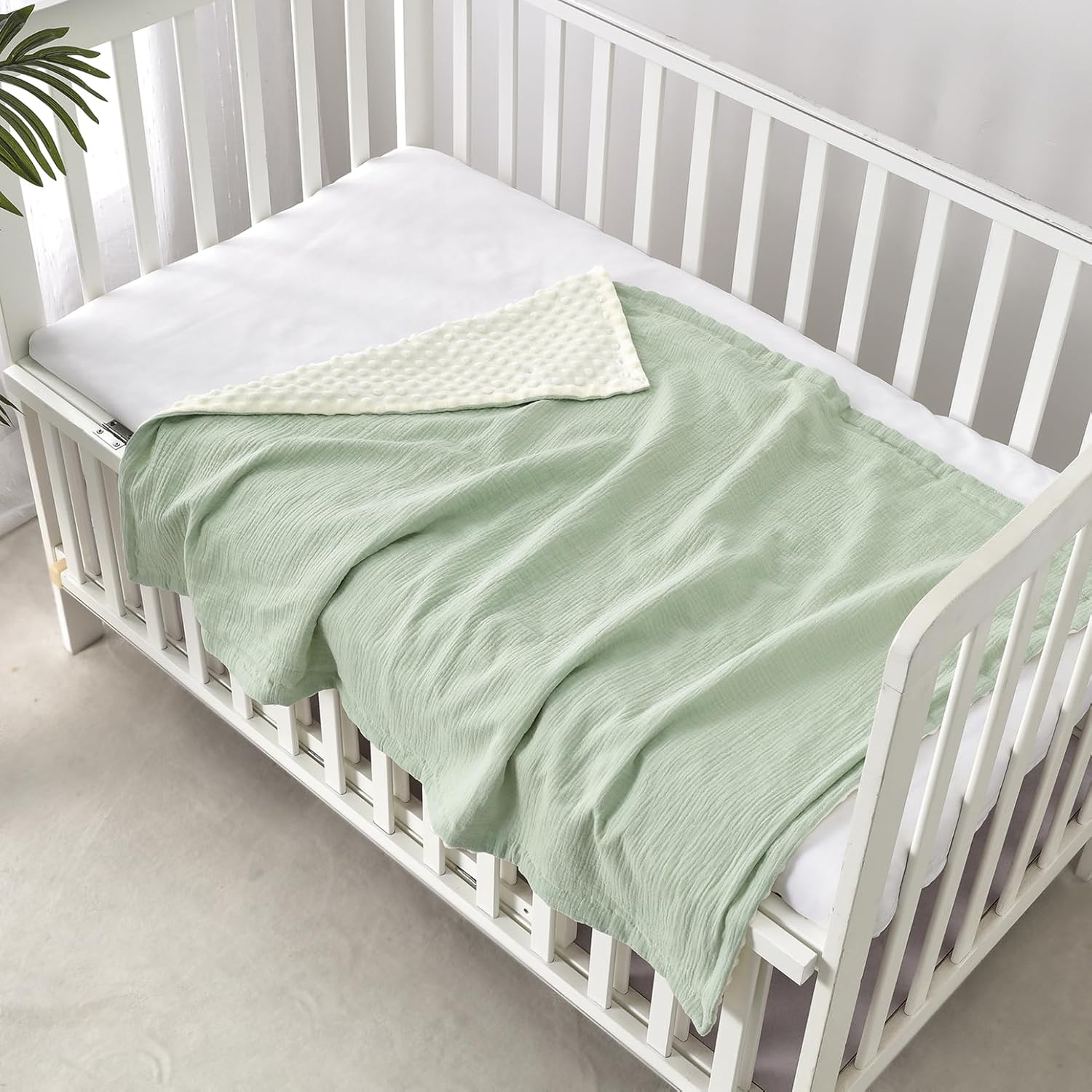 CREVENT Organic Muslin Baby Blanket with Mink Backing - 30 x 40