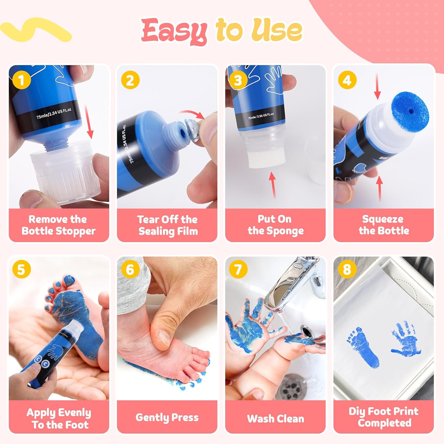 Nabance Safe Baby Footprint Ink Paint for DIY Keepsakes