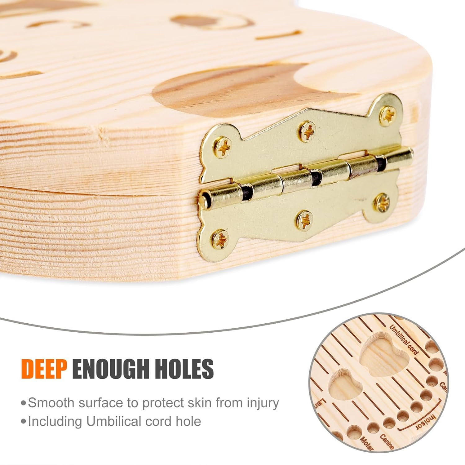 NASHRIO Baby Tooth Fairy Box Wooden Keepsake Organizer for Kids