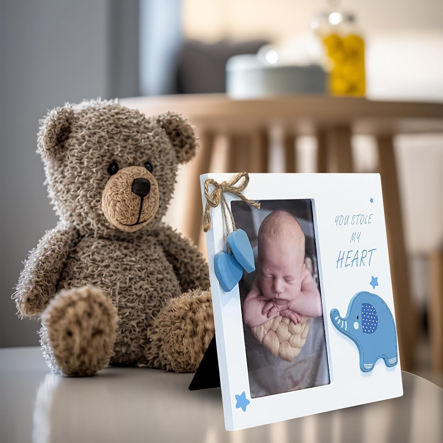 Baby Boy You Stole My Heart Newborn Wooden Frame Blue