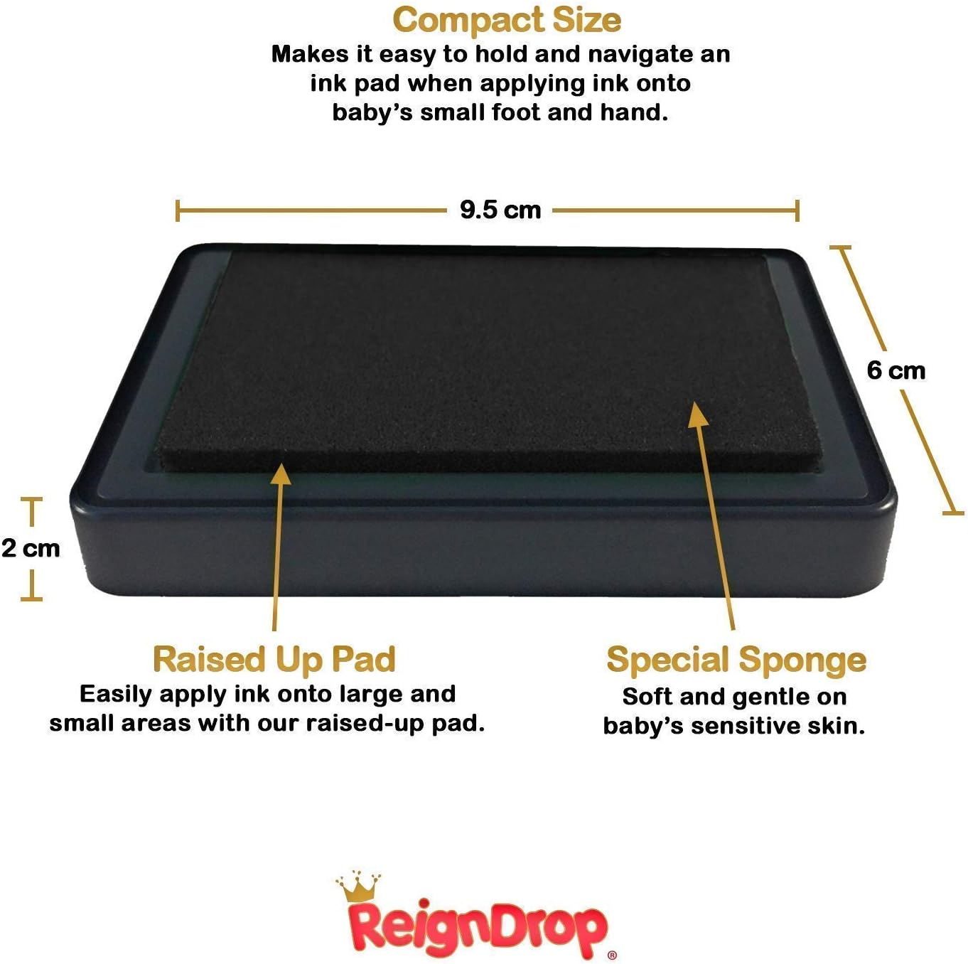 ReignDrop Ink Pad for Baby Footprint and Handprint - Black 1