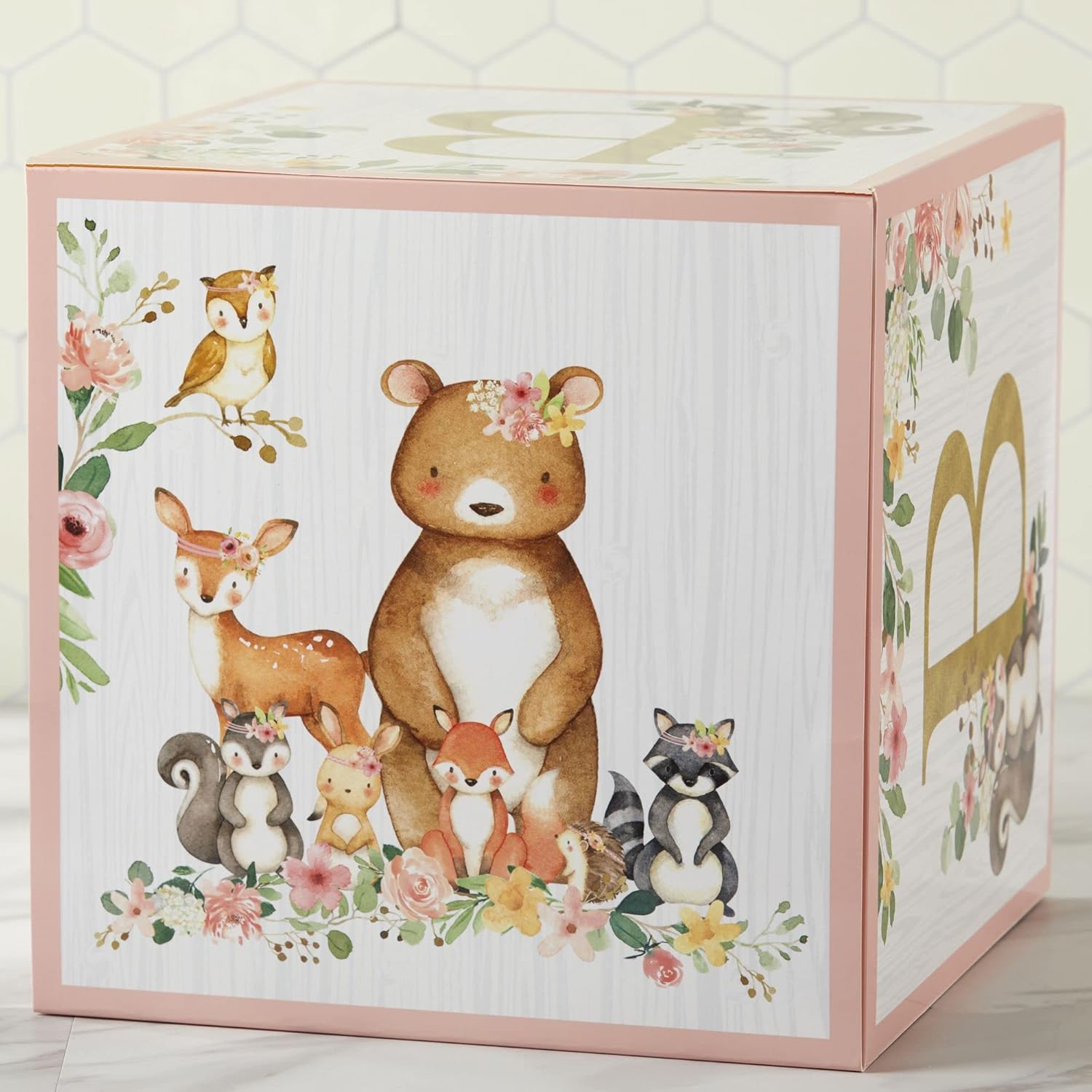 Kate Aspen Pink Woodland Baby Boxes Set of 4