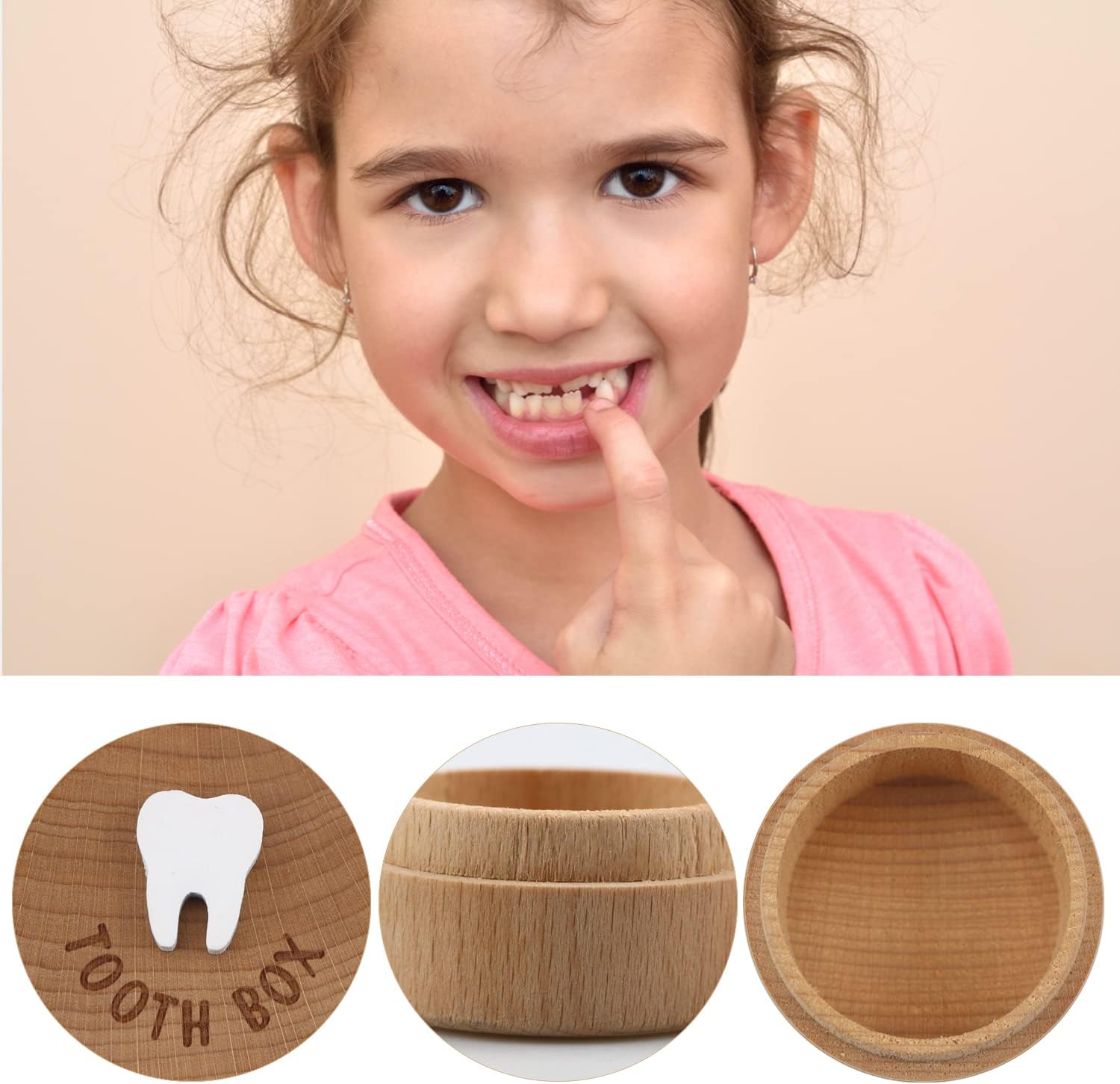Free-Space Tooth Fairy Box 3D Carved Wooden Keepsake 1
