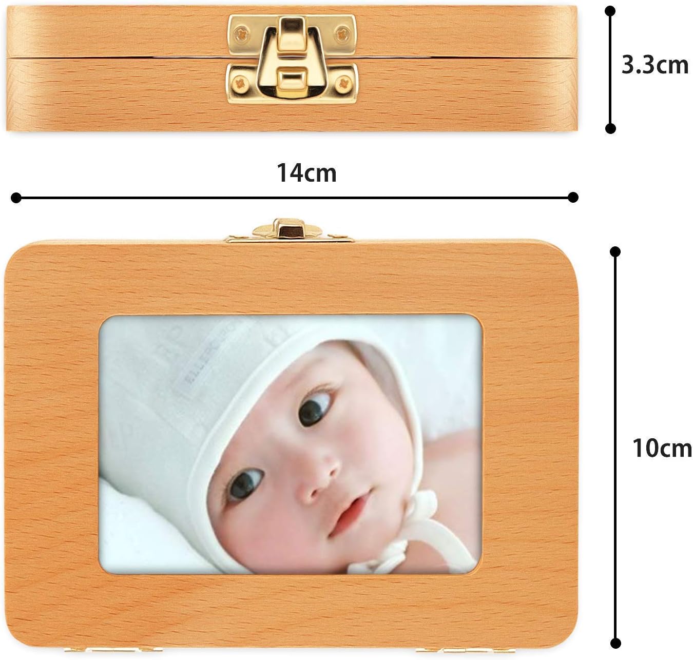 Esweny Baby Tooth Box with Photo Frame and Lock Design