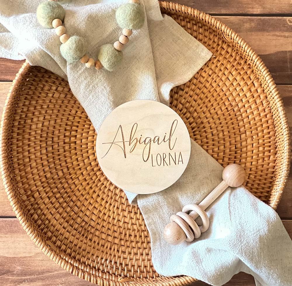 Personalized Newborn Announcement Sign - Wooden Name Custom
