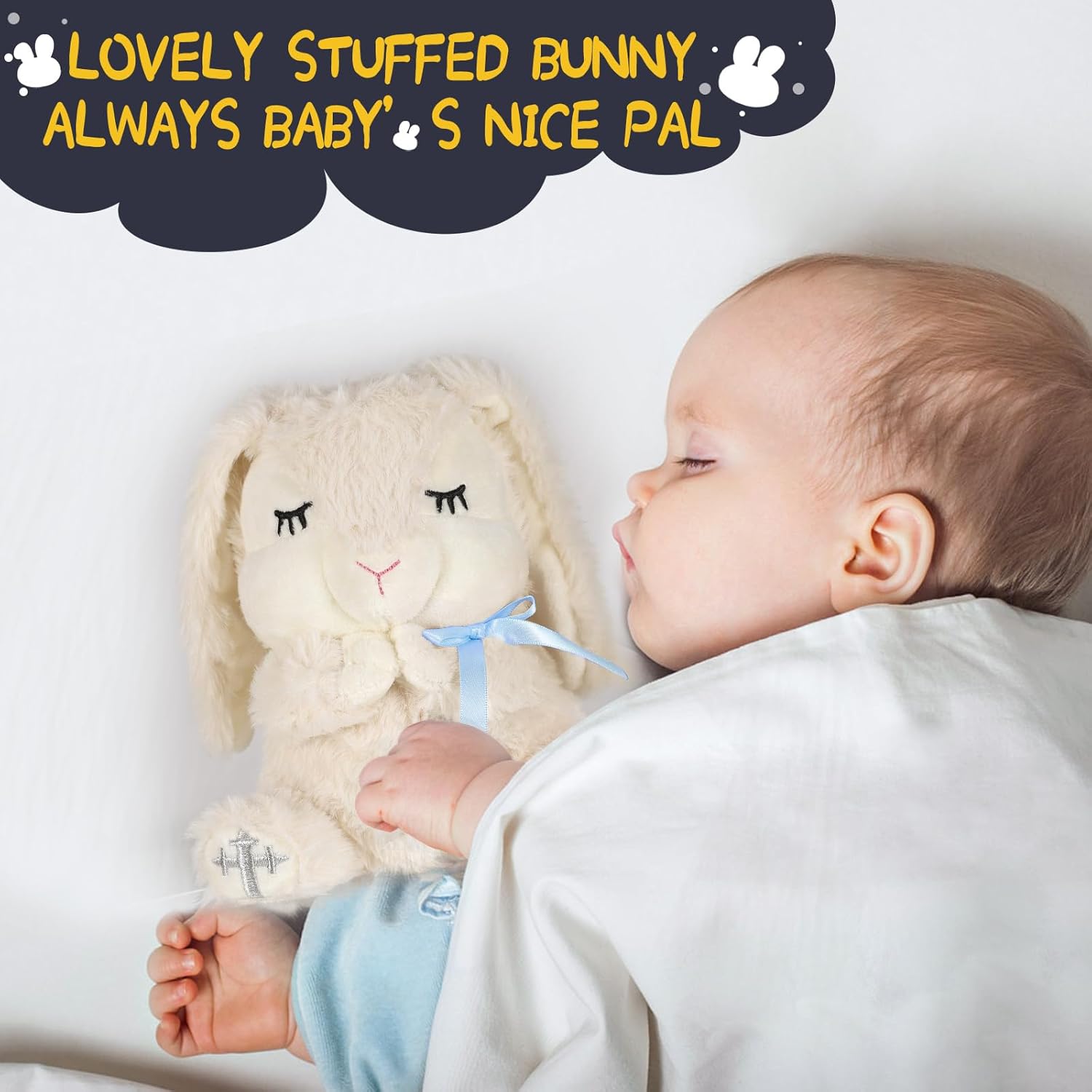 Baptism Gift Set for Boy with Plush Bunny Lets Pray Book