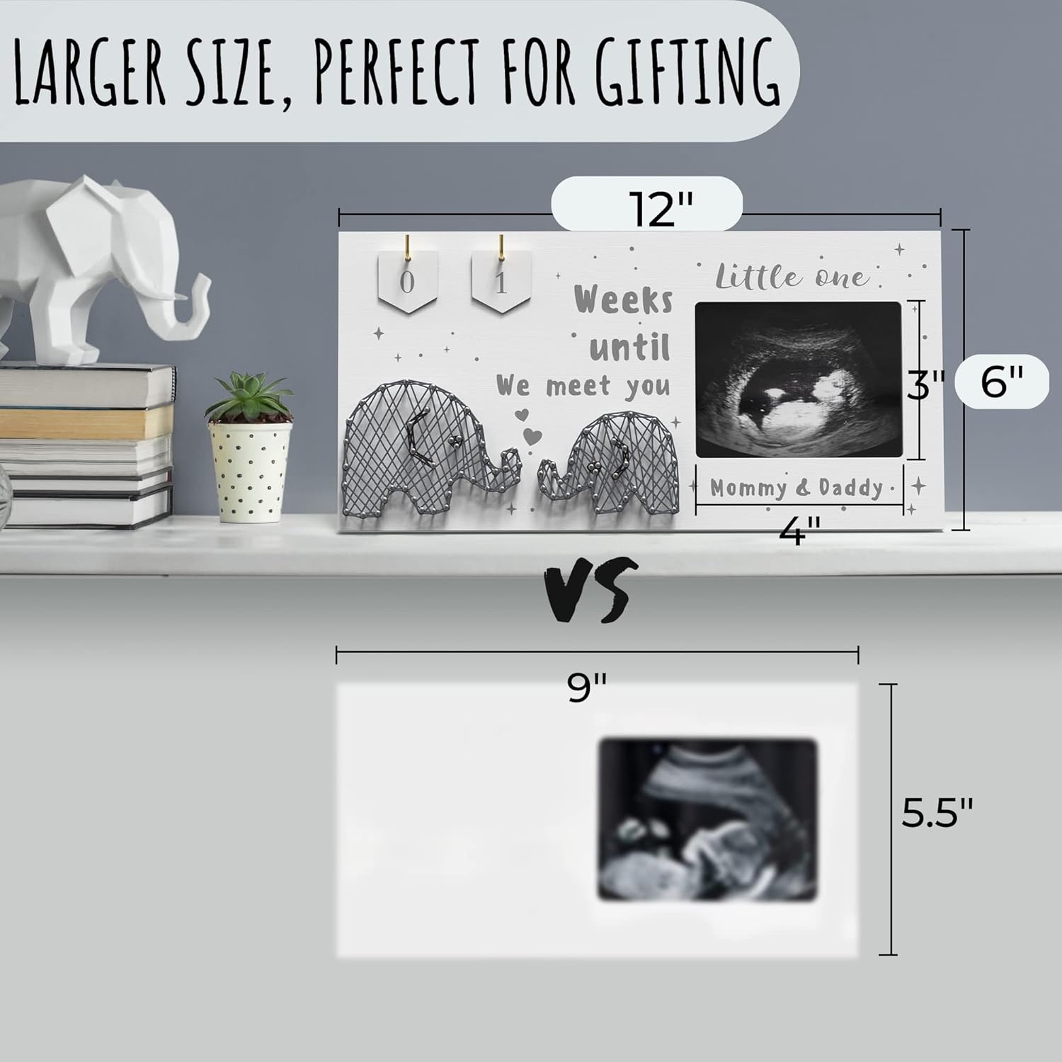 Baby Sonogram Frame with Countdown - Farmhouse Style Keepsake