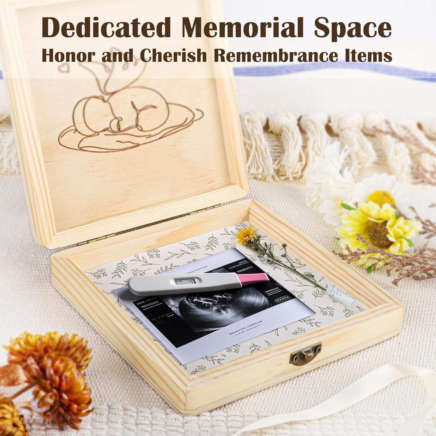 Ceiner Wooden Angel Baby Keepsake Box with Storage