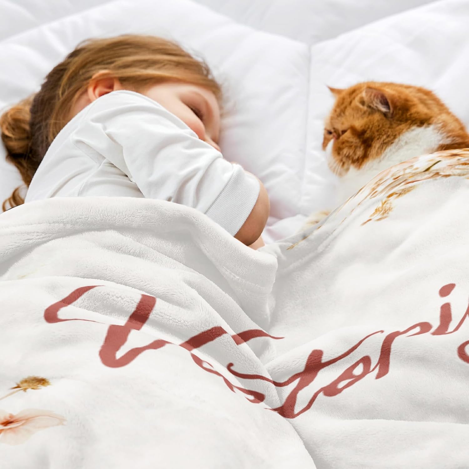 Personalized Baby Blanket with Name - Flannel Blanket for Kids Easter Gift Brown