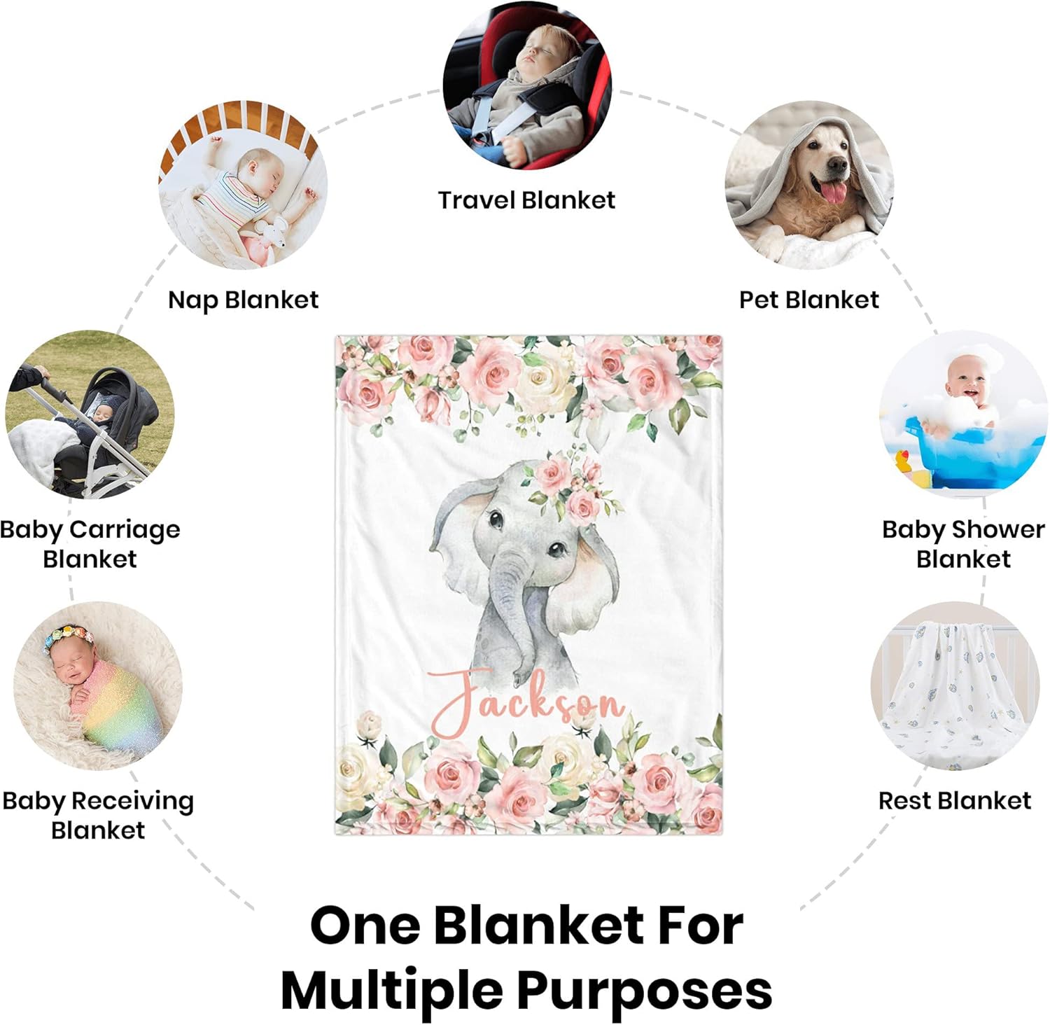 Custom Baby Blanket with Name Soft Personalized Gift for Kids