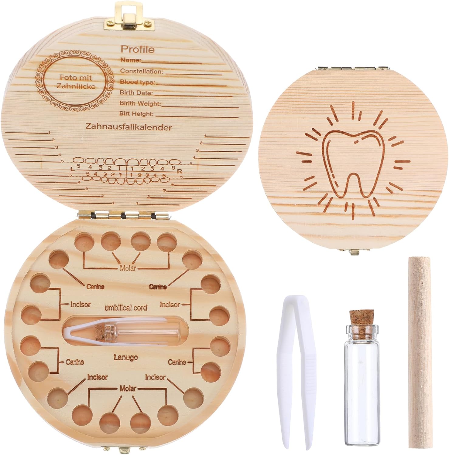 Baby Tooth Fairy Box Wooden Keepsake Organizer