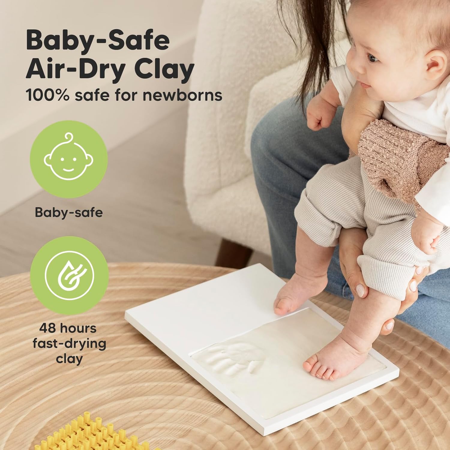 KeaBabies Baby Hand Footprint Kit - Quick Dry Clay Newborn Keepsake Personalized Gift