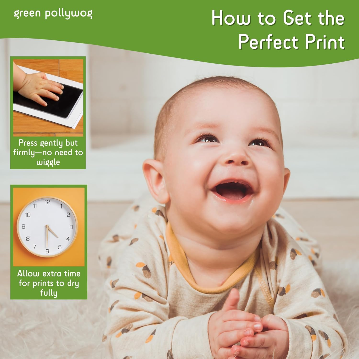 Green Pollywog Inkless Pad for Baby Dog Prints