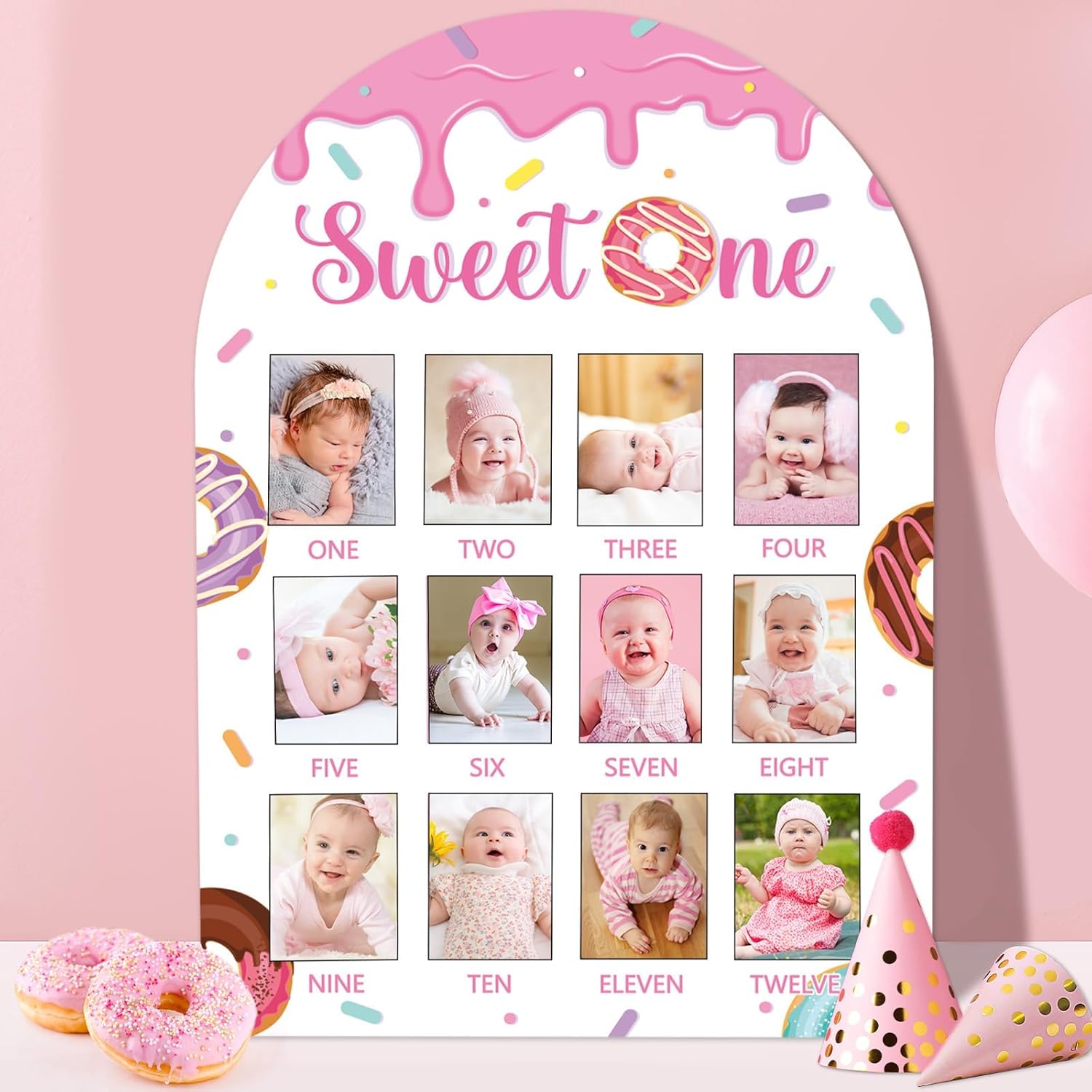 Sweet One First Year Wooden Photo Board Donut Decor