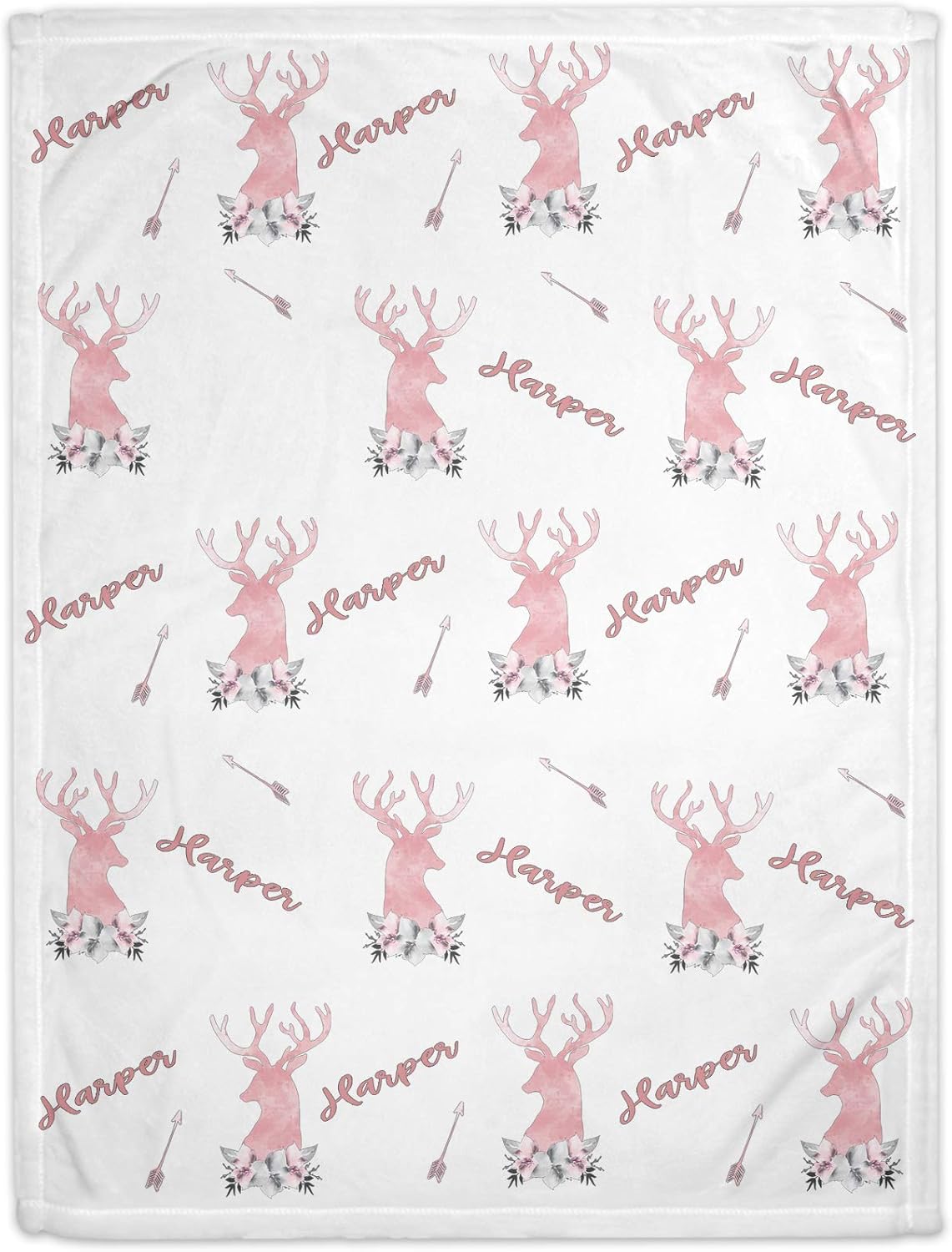 Personalized Baby Deer Blanket for Girls with Name