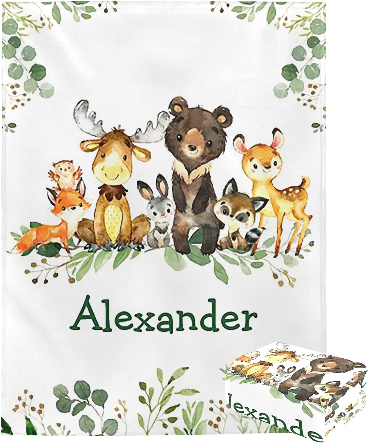 Personalized Baby Blanket with Name and Animals 1