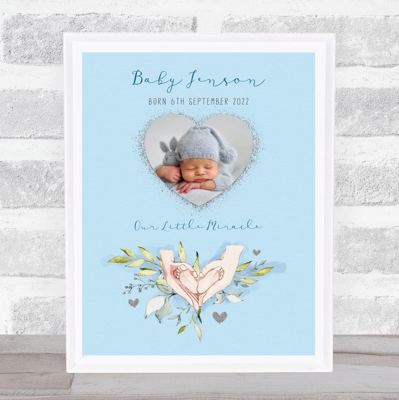 The Card Zoo New Baby Blue Boy Heart Photo Keepsake Gift