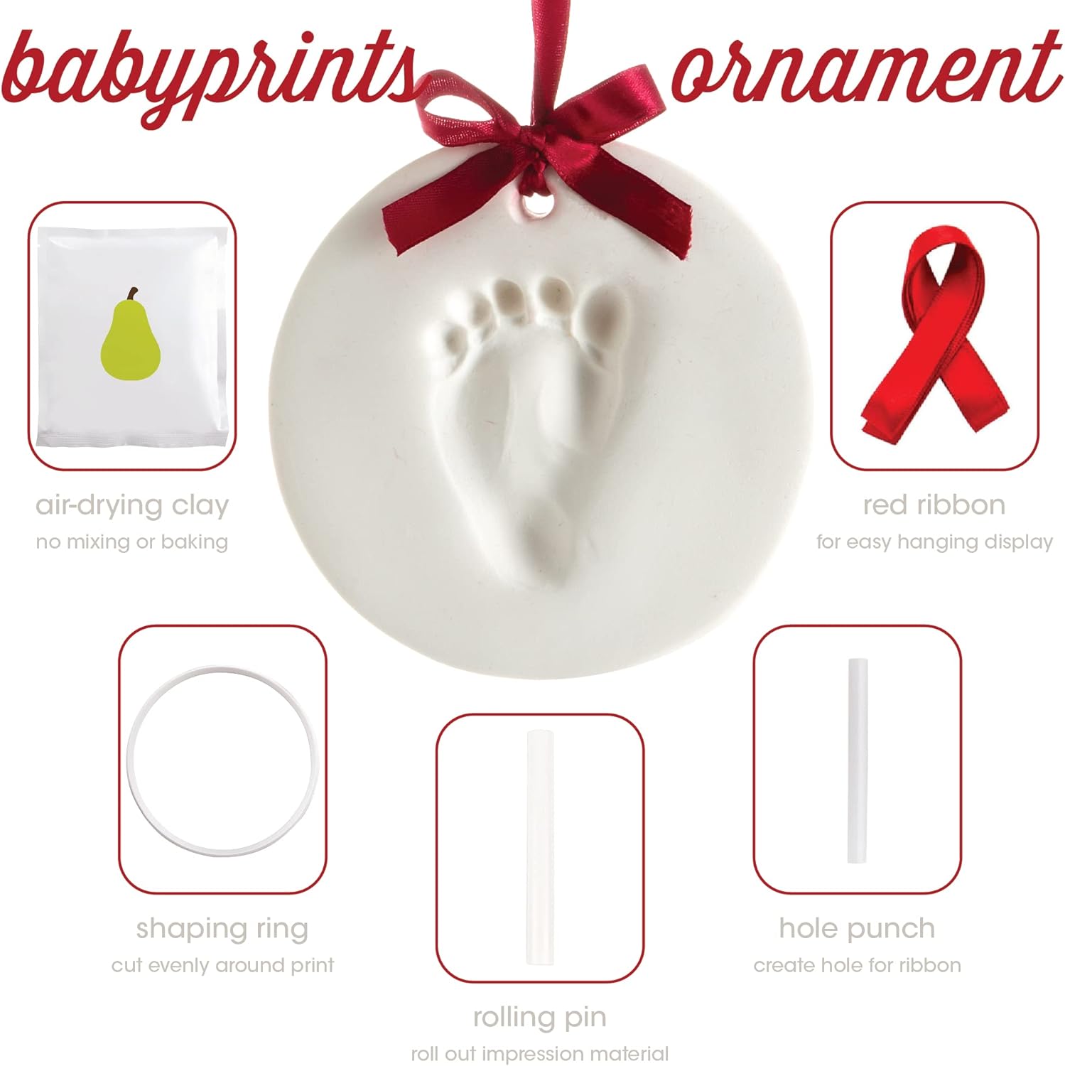 Pearhead Babyprints Ornament Kit Babys First Christmas Keepsake