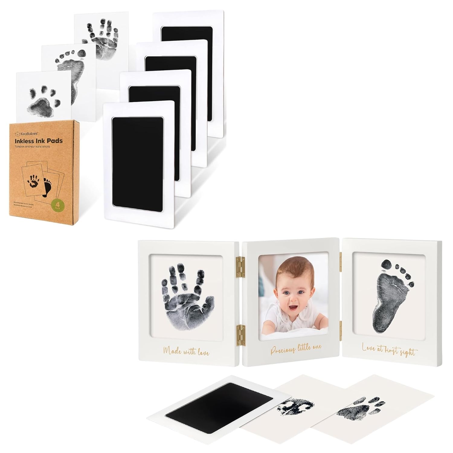 KeaBabies 4-Pack Inkless Hand Footprint Kit for Newborn