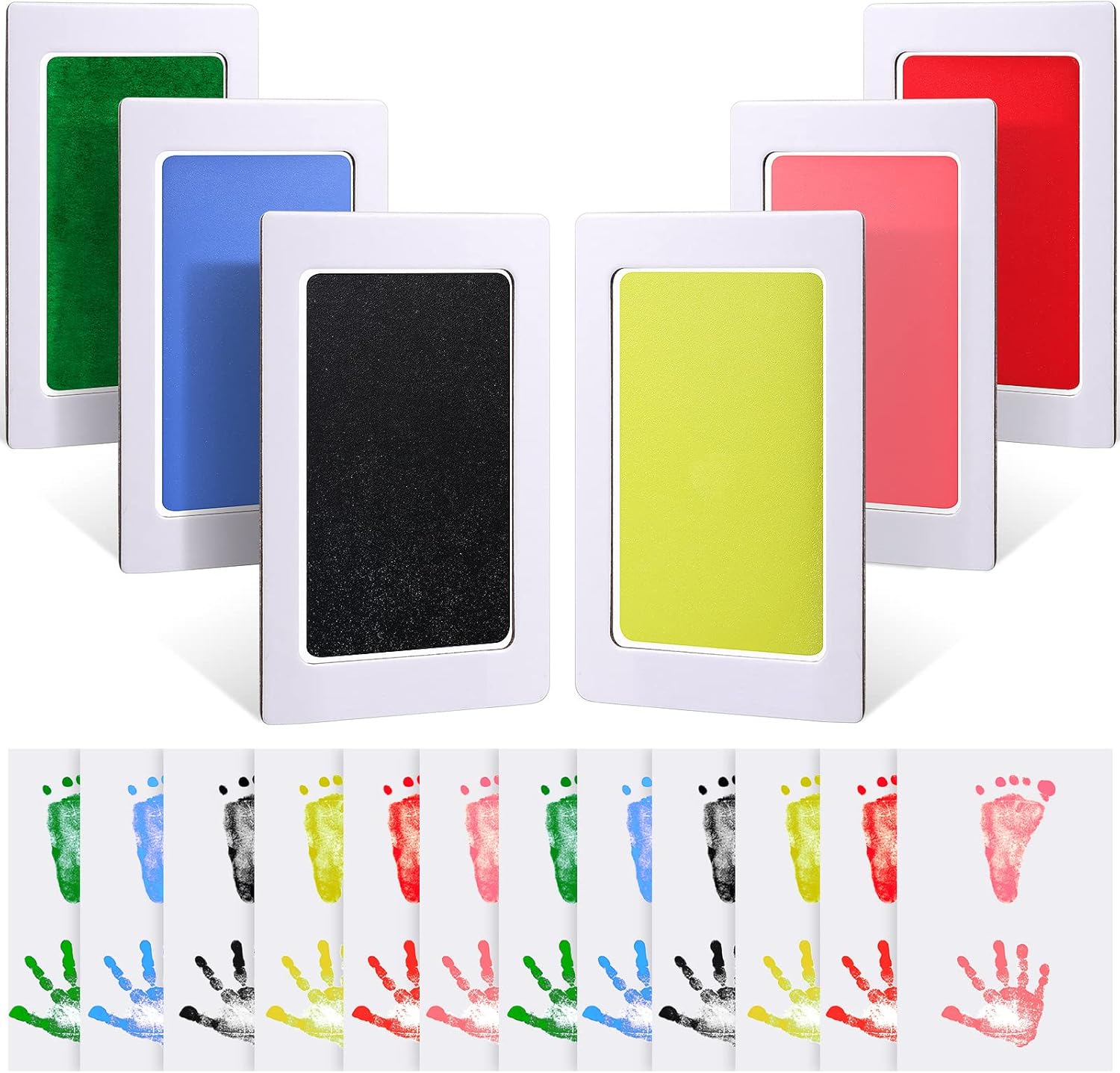 Outus 18-Piece Baby Inkless Handprint Footprint Kit with 12 Cards