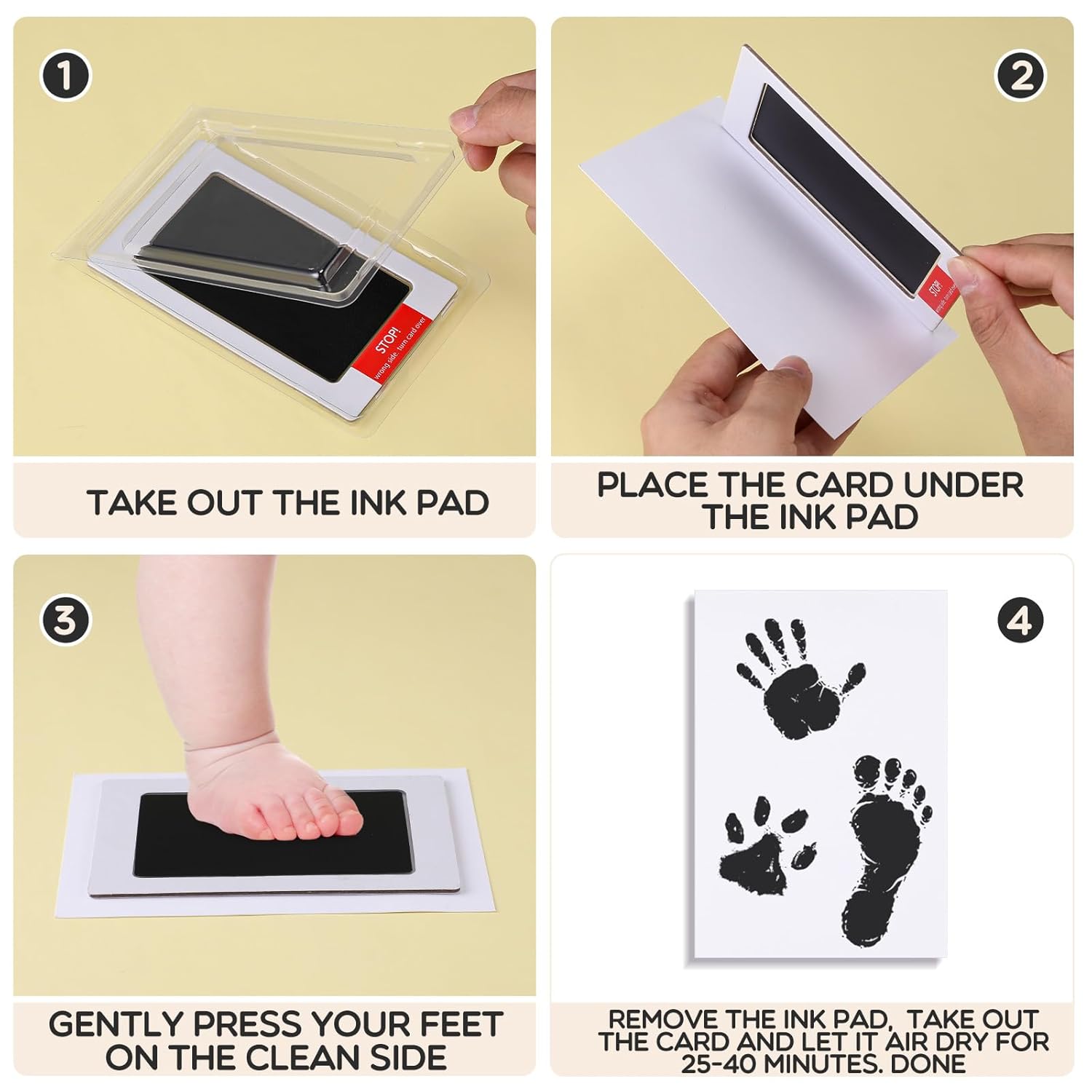 Jetec 15 Inkless Baby Footprint and Handprint Kit Black