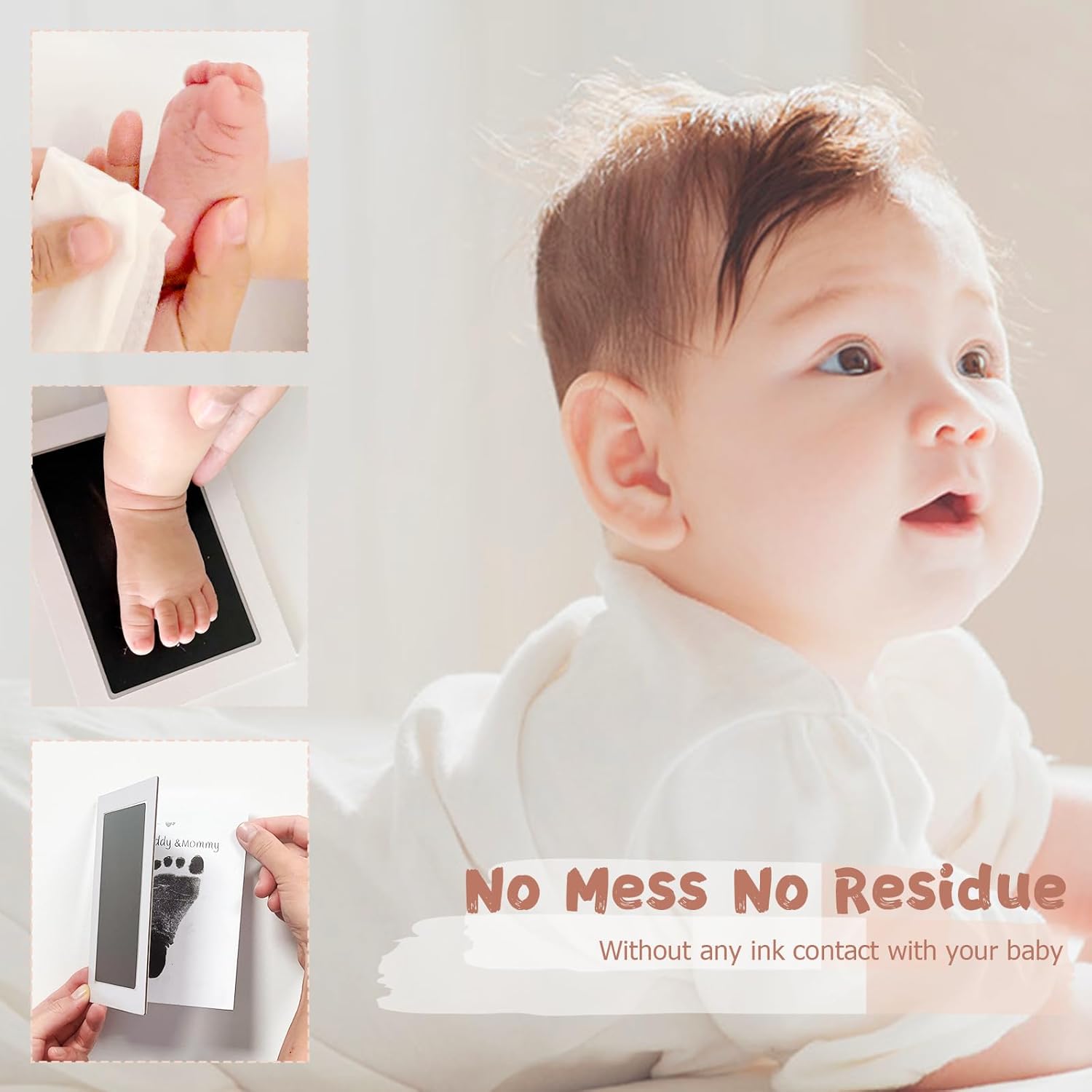 Inkless Baby Hand Footprint Kit with 4 Pads and 12 Cards