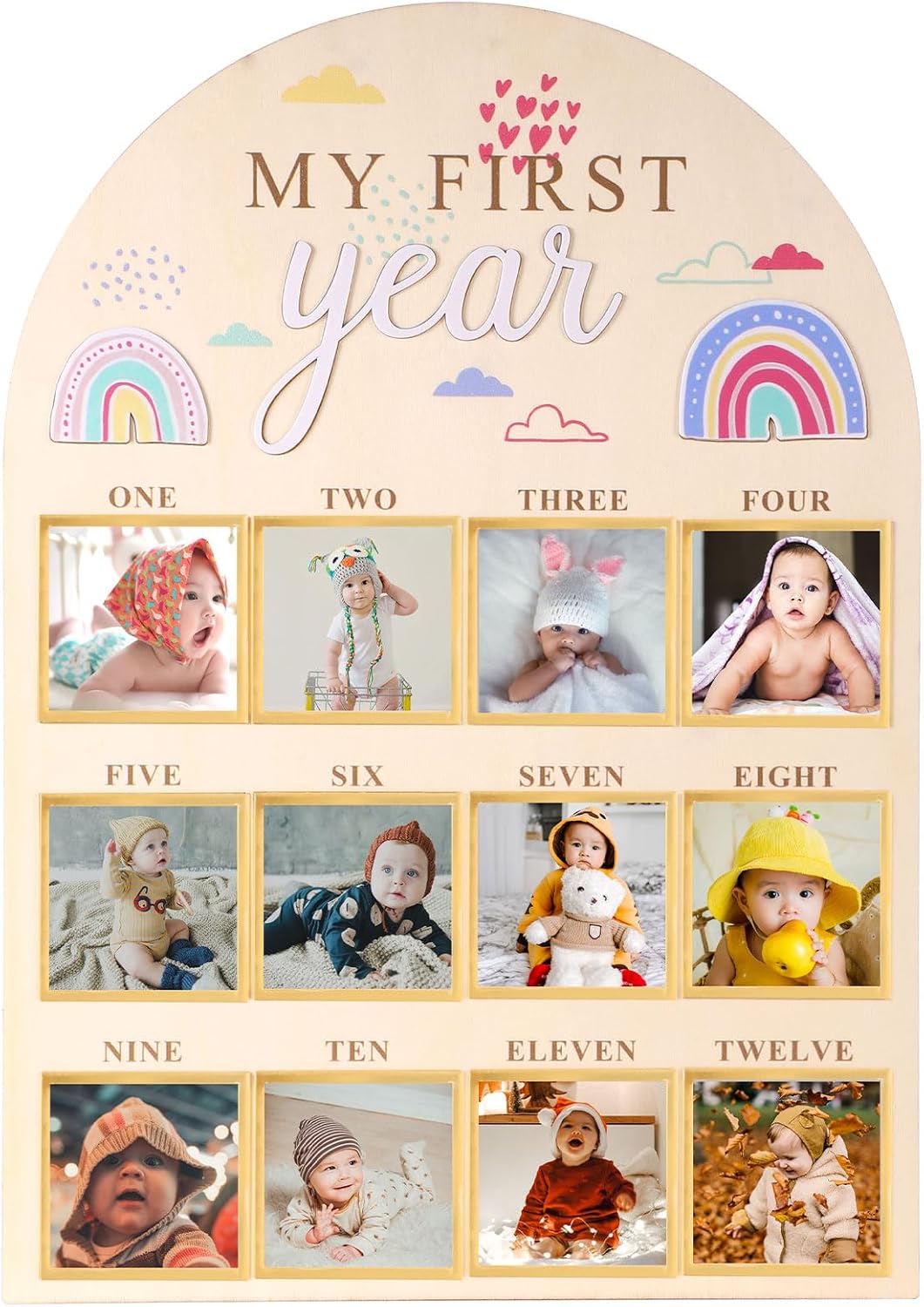 lasuroa Newborn Monthly Photo Frame 12 Months Baby Growth Board