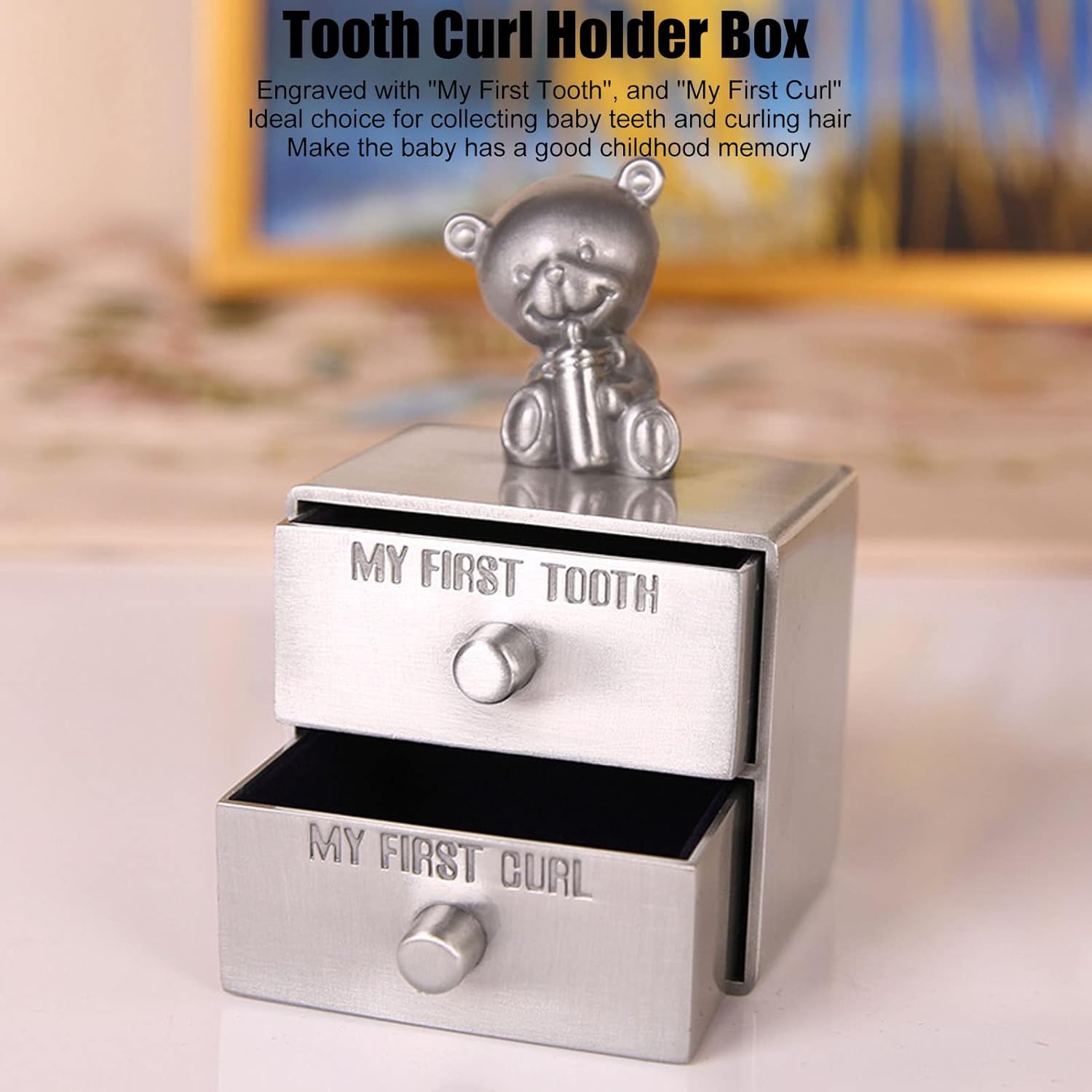 Baby First Tooth Keepsake Box with Bear Design
