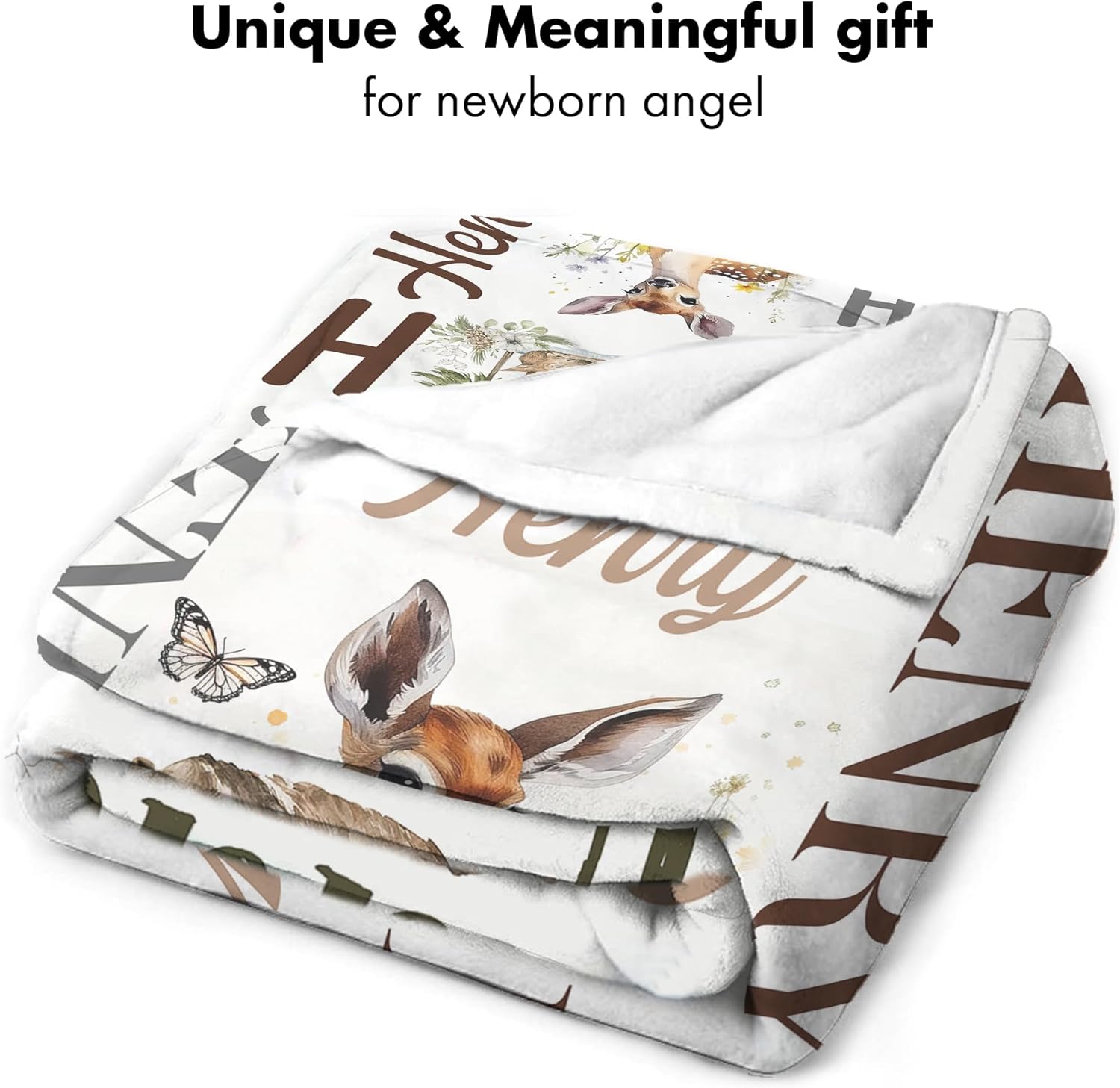 Personalized Deer Baby Blanket with Custom Name