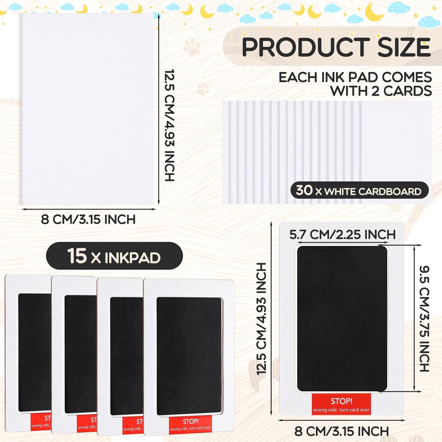 Jetec 15 Inkless Baby Footprint and Handprint Kit Black