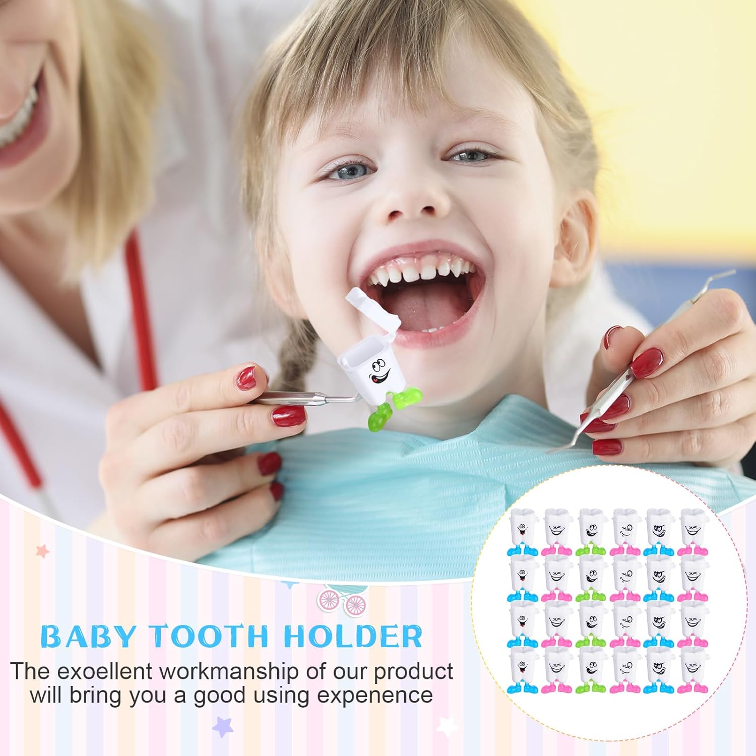 Yaomiao 30 Pcs Baby Teeth Storage Necklace Organizer Container with Lanyard