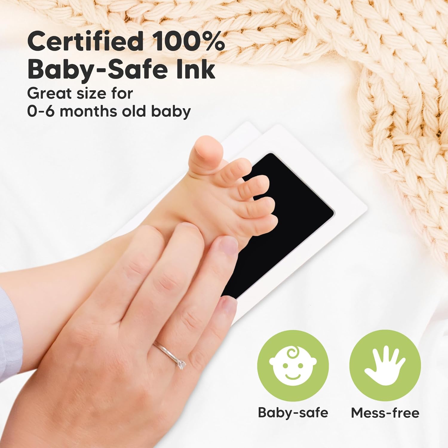 KeaBabies 12-Month Baby Photo Frame with Inkless Hand Footprint Kit