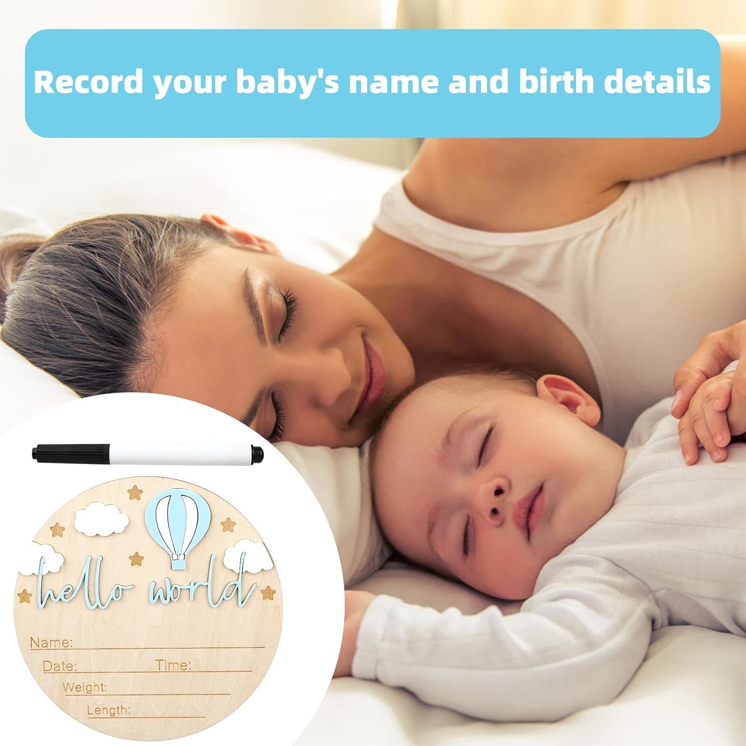 Gosknor Wooden Baby Welcome Sign with Pen