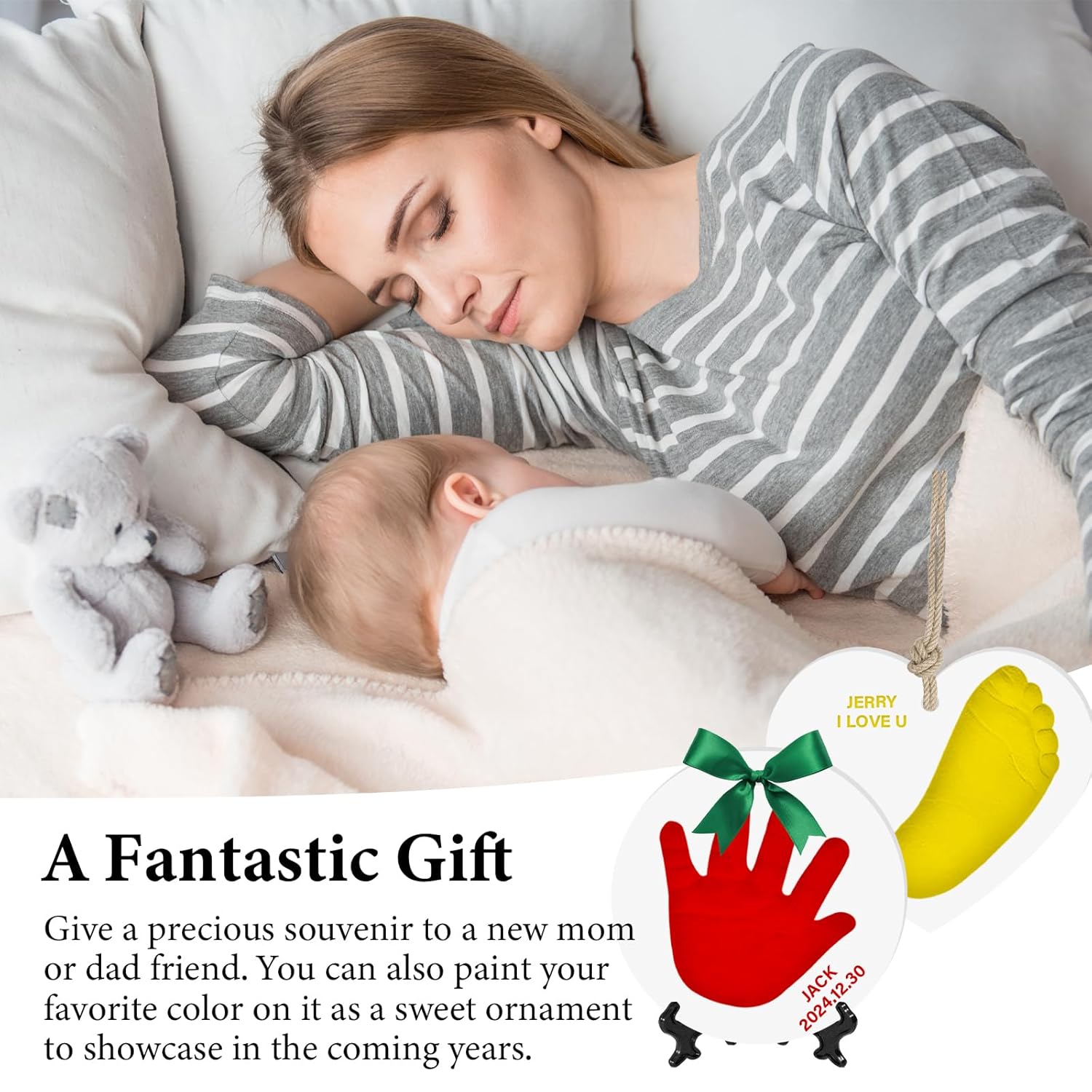 Kimitimi Baby Handprint Footprint Kit - Personalized Clay Keepsake