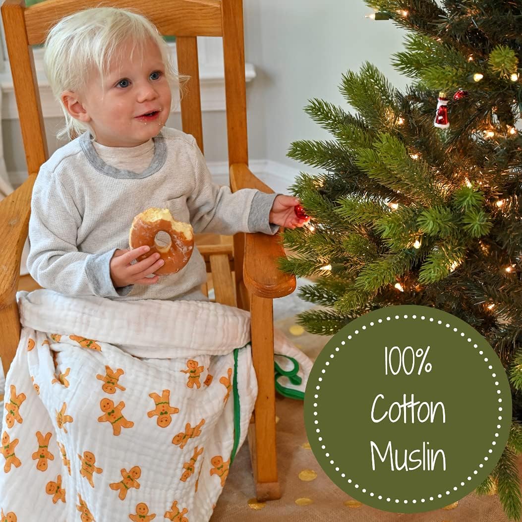 LollyBanks Muslin Blanket with Gingerbread Man Print